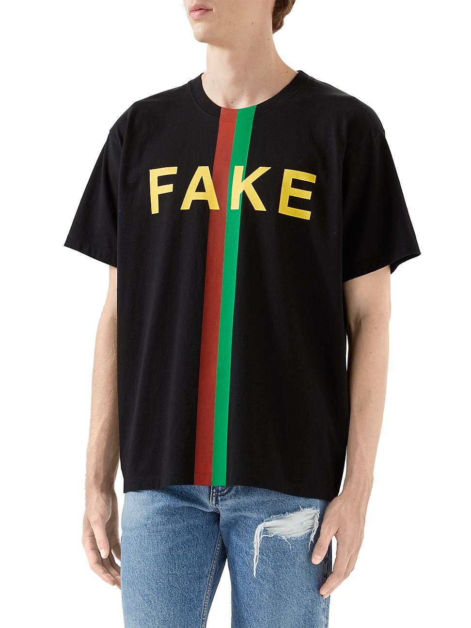 Gucci 'fake/not' Print Oversize T-shirt in Black for Men | Lyst