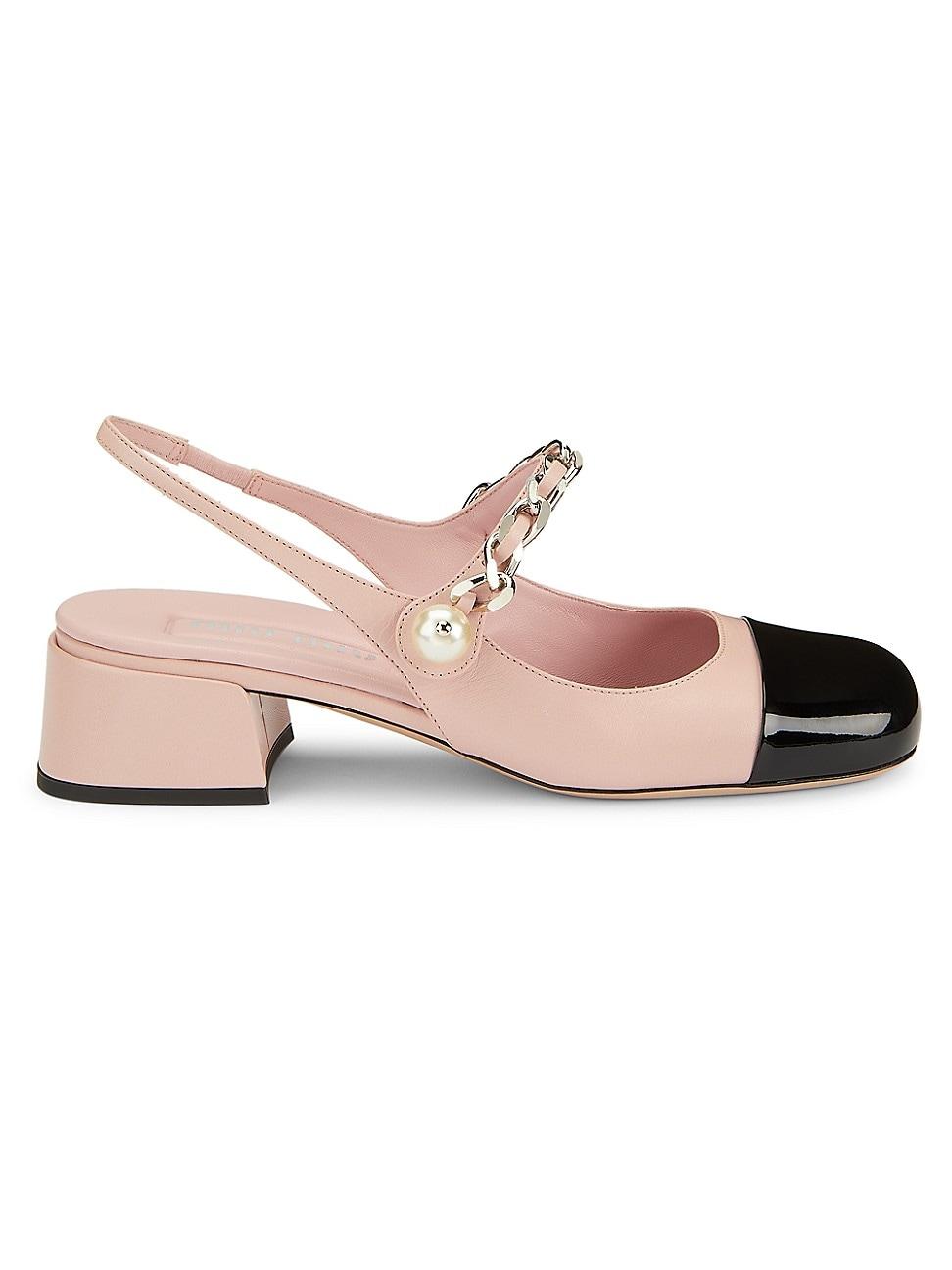 Miu Miu Leather Mary Jane Slingback Pumps in Pink | Lyst