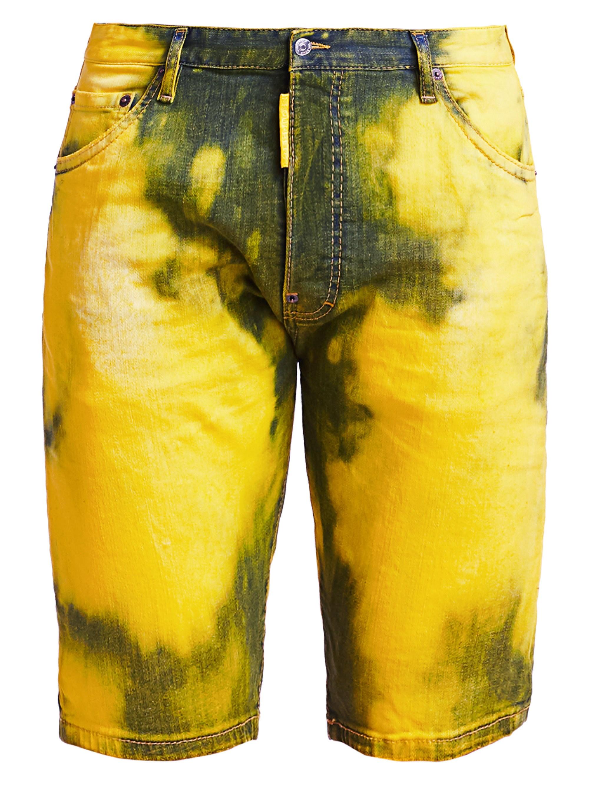 mens yellow denim shorts