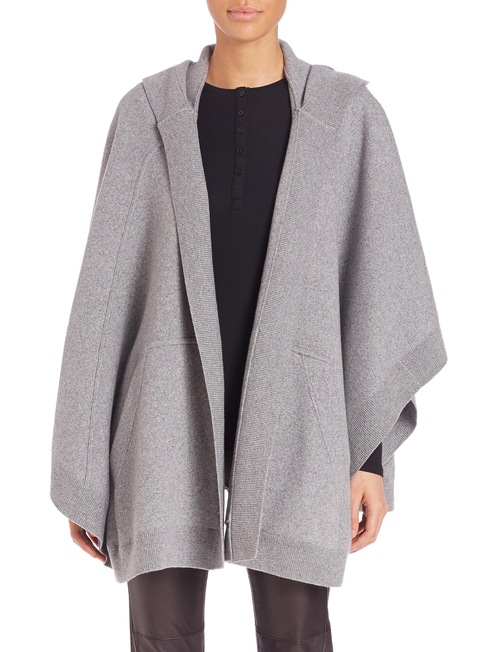 Burberry Wool & Cashmere-blended Hooded Poncho in Grey (Gray) | Lyst