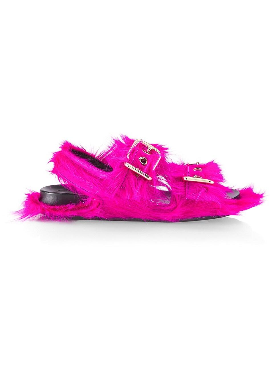 Marni Fur Fussbett Two-buckle Calf Hair Sandals in Fuchsia (Pink) | Lyst
