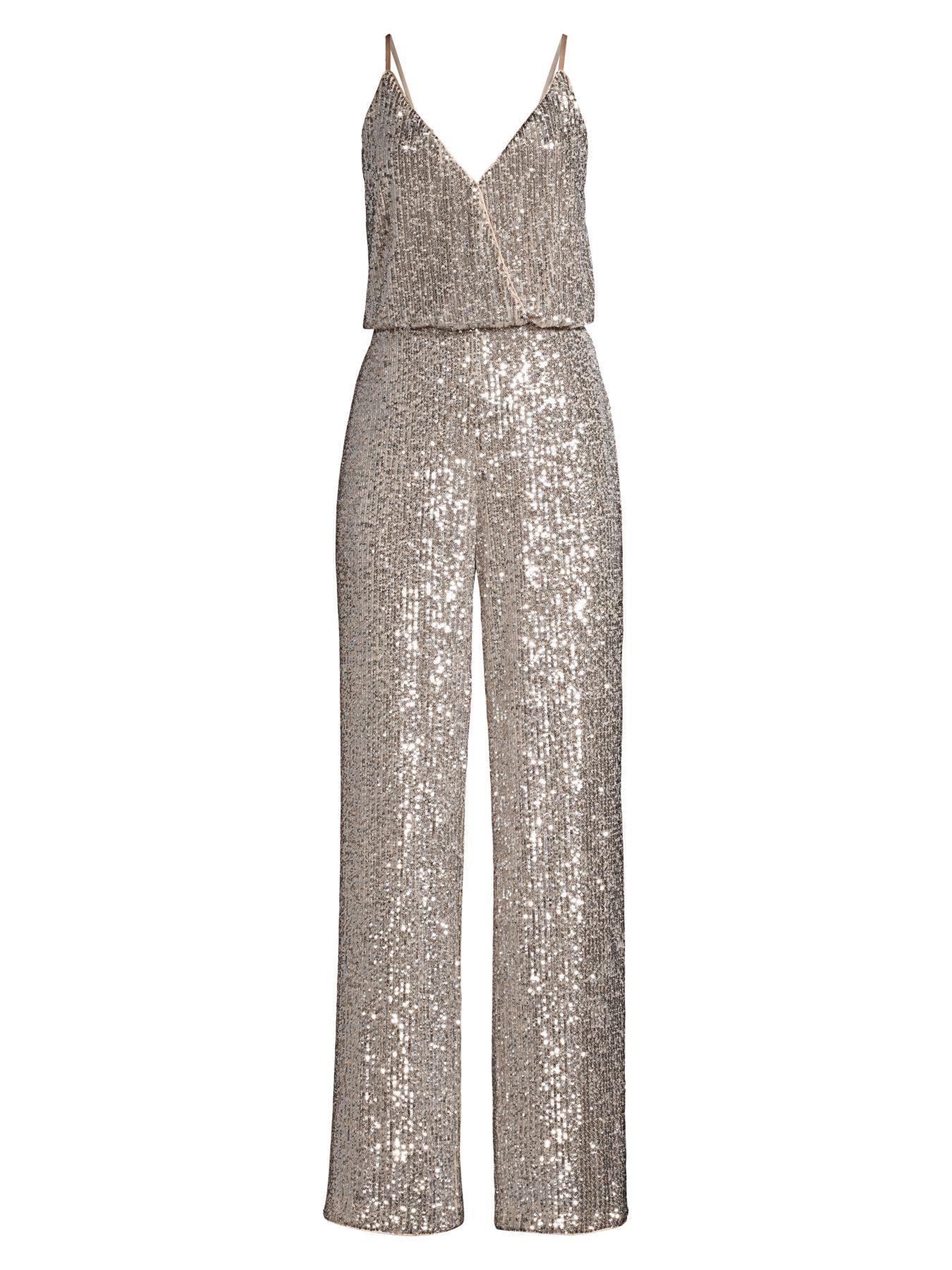 Aidan By Aidan Mattox Synthetic Sequin Blouson Jumpsuit in Champagne ...