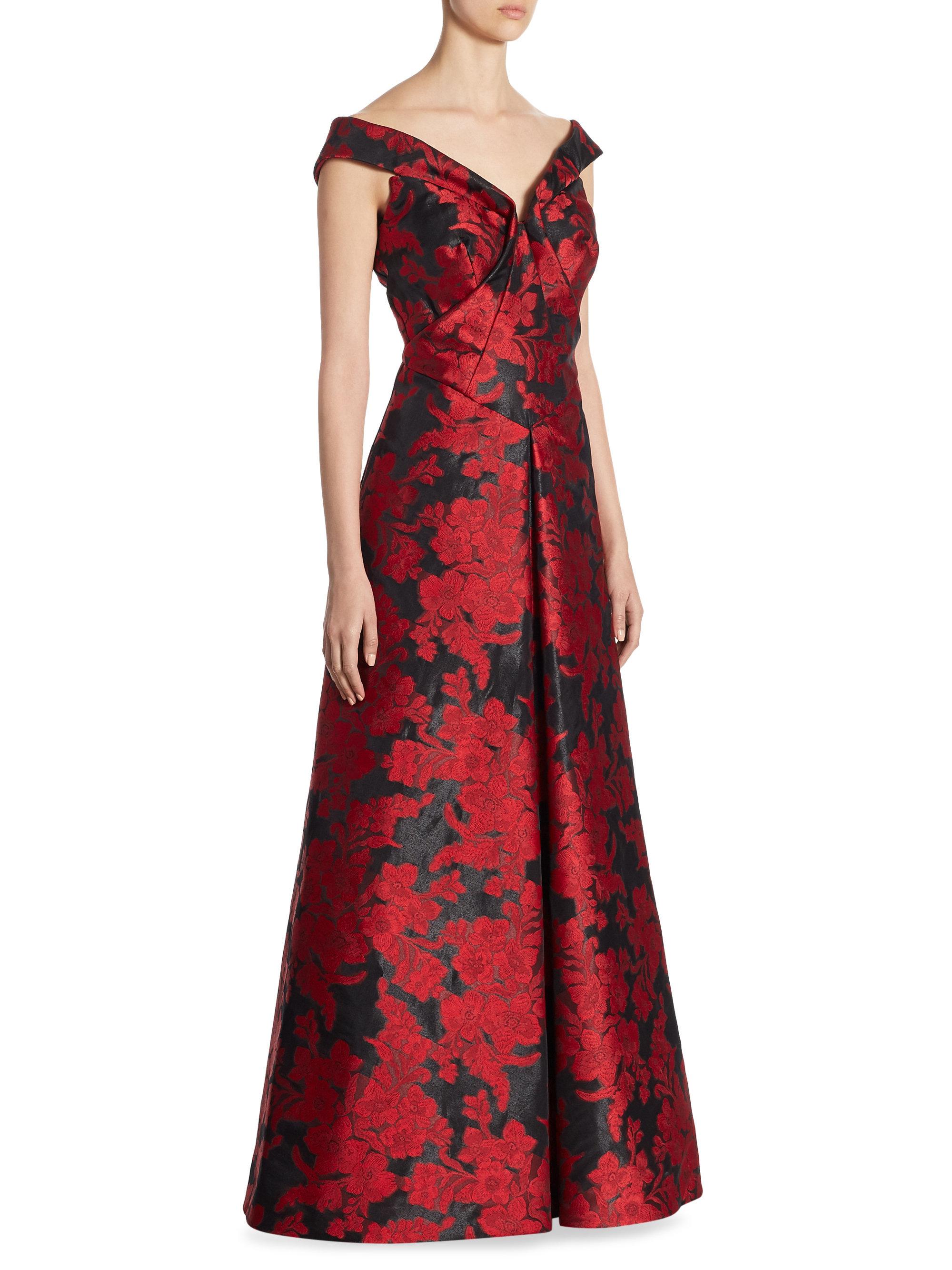 Lyst Zac Posen Silk Floralprint Gown in Red
