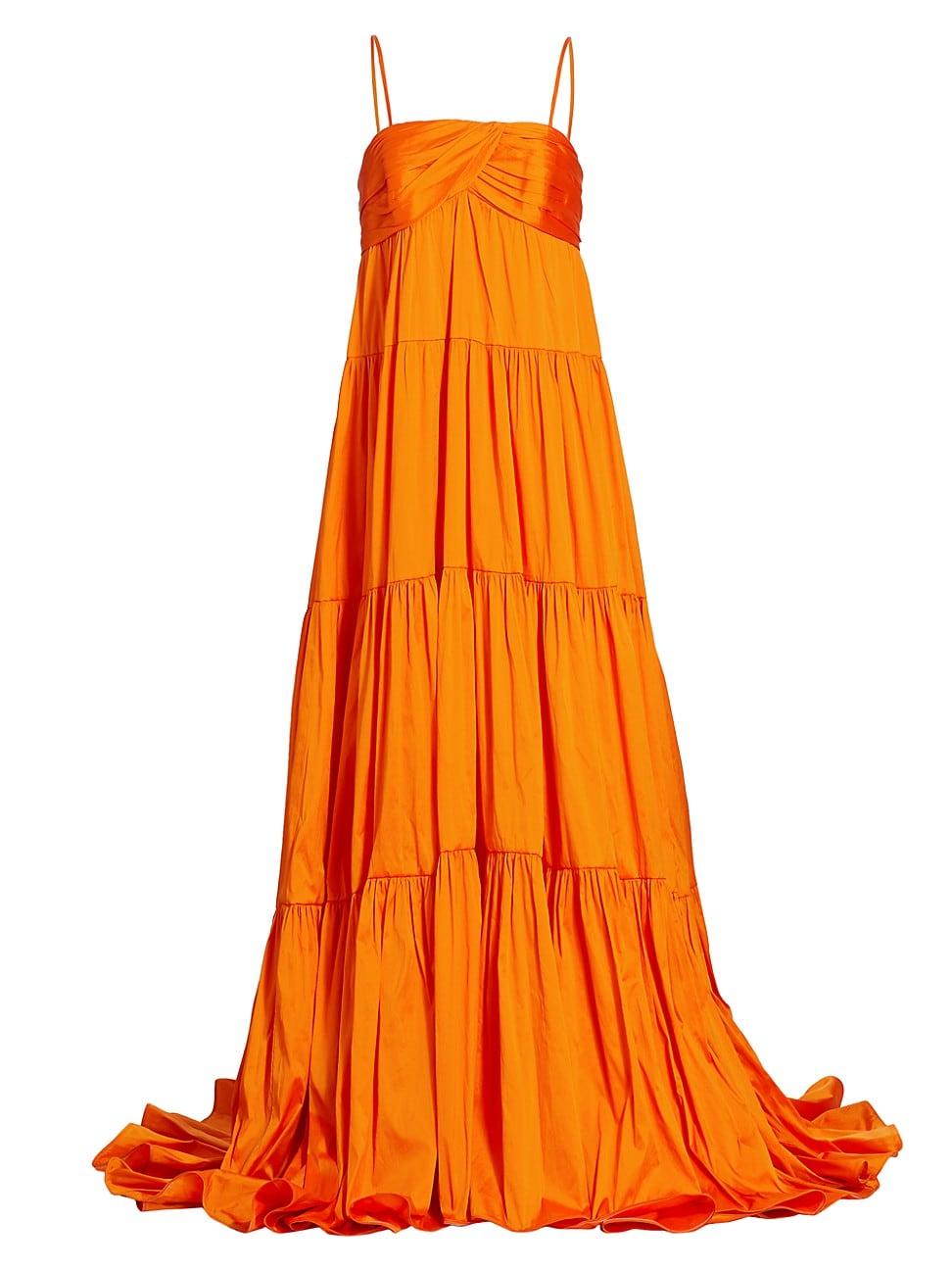 Amsale Taffeta Tiered Gown in Orange | Lyst