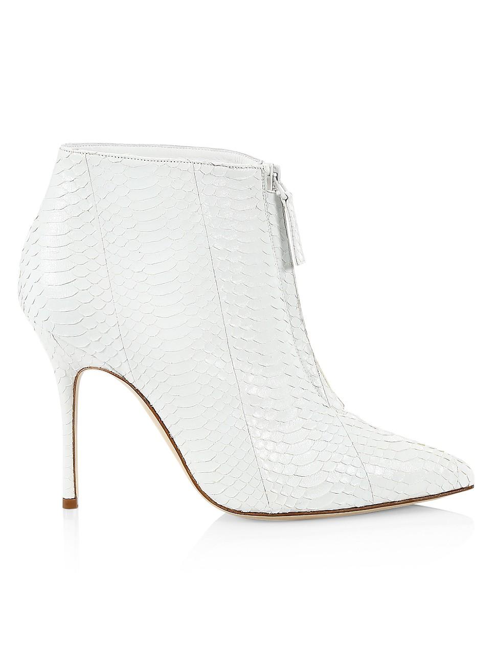 snakeskin boots white