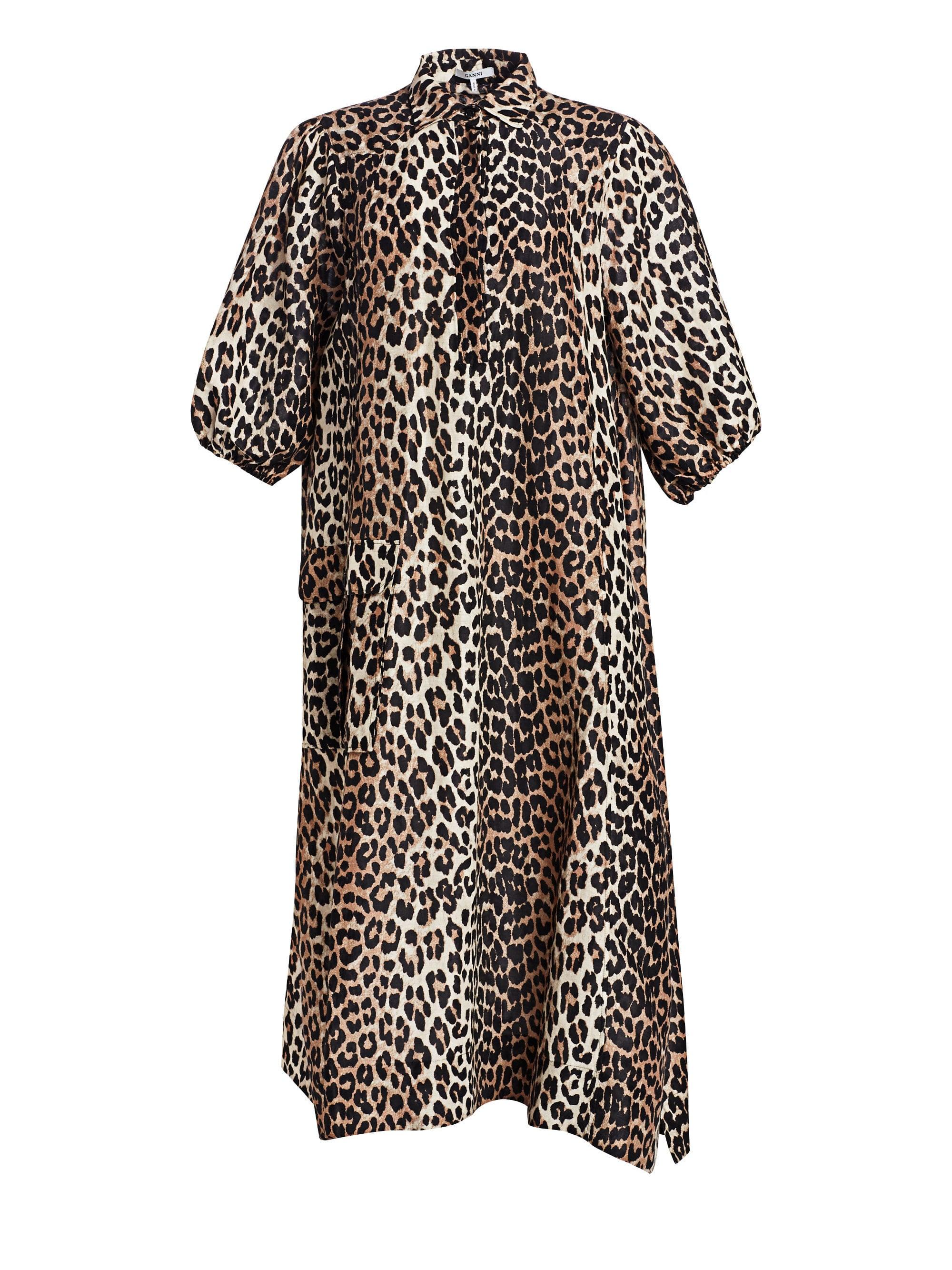ganni cedar dress leopard