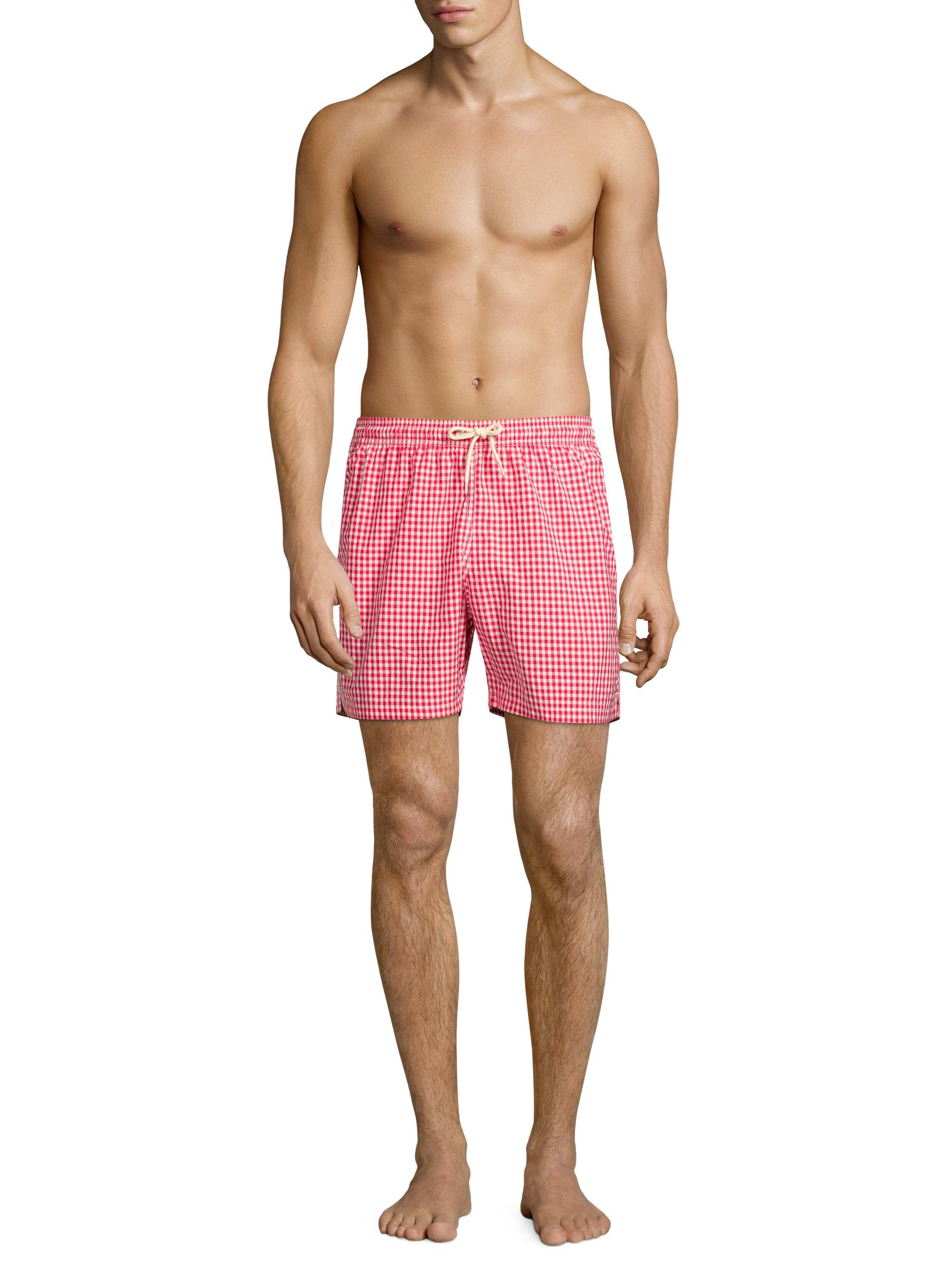 Barbour Synthetic Gingham Swim Shorts in Red for Men Lyst