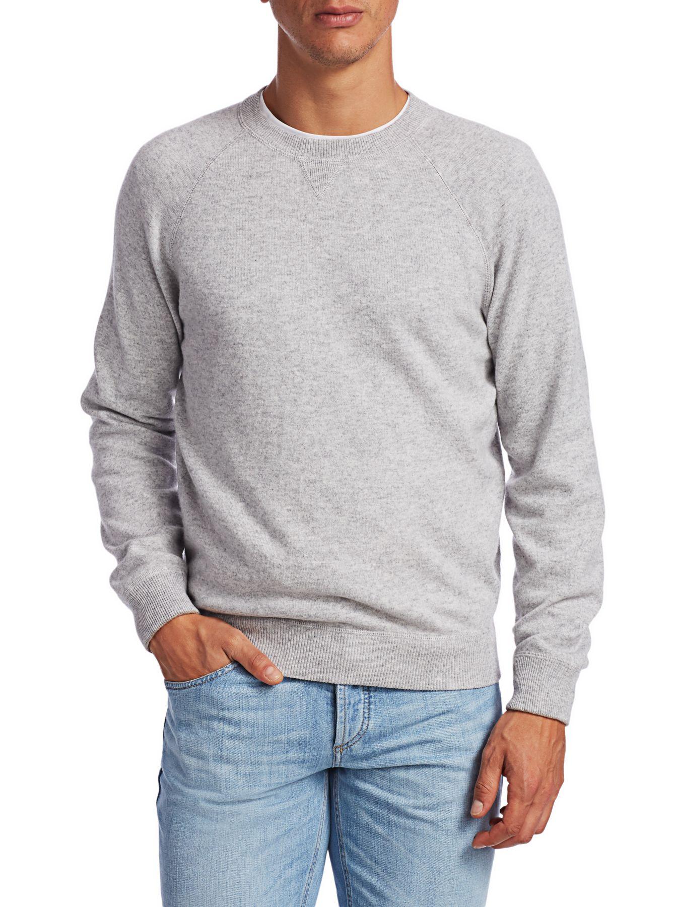 Brunello Cucinelli Classic Crewneck Sweater in Grey (Gray) for Men - Lyst