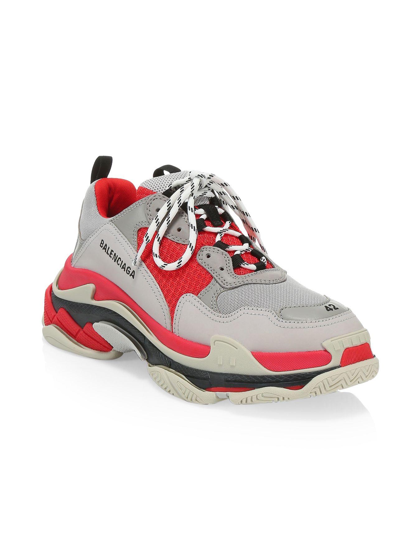 balenciaga triple s red grey white