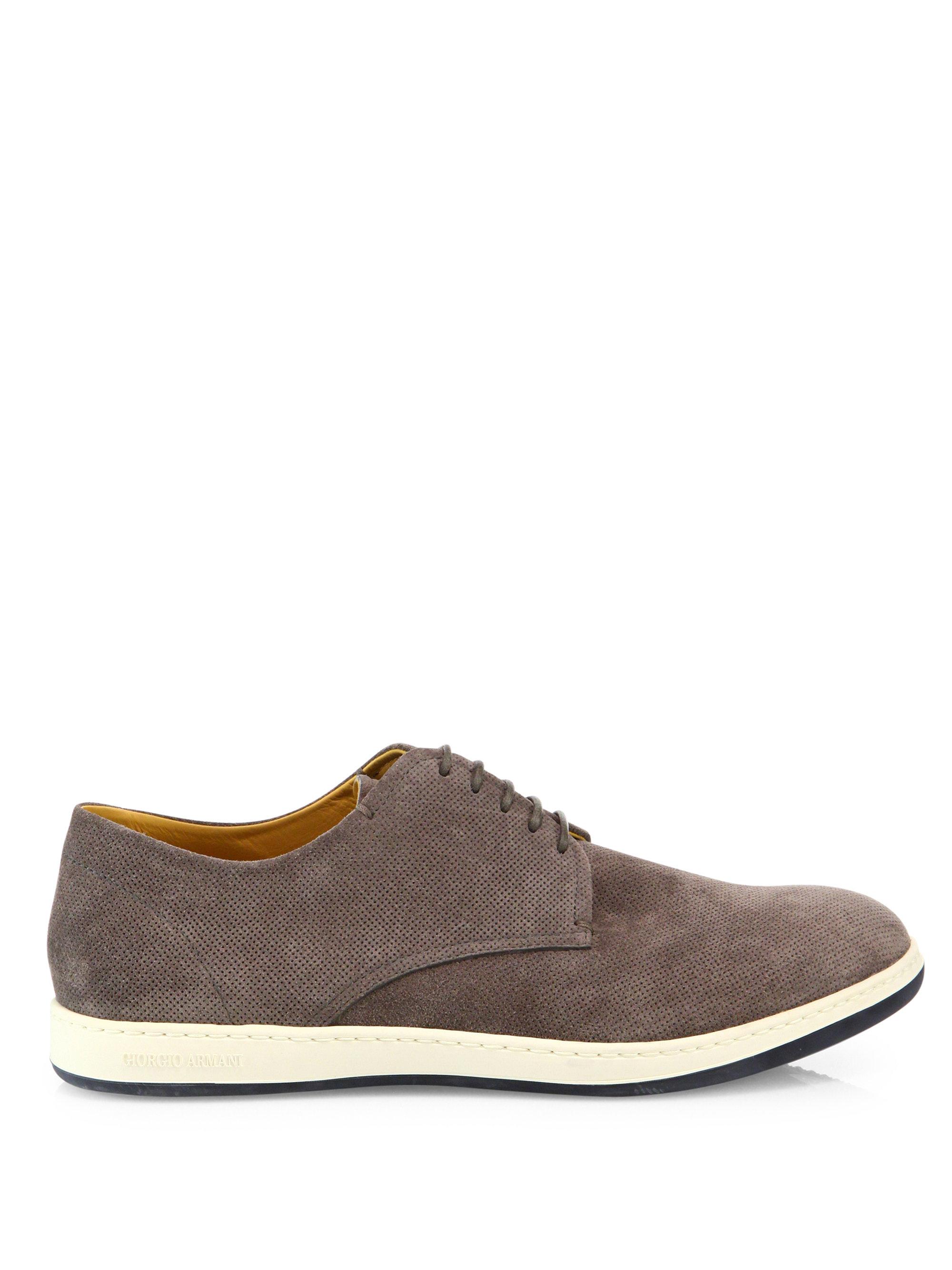 Armani Perforated Suede Derby Shoes in Anthracite