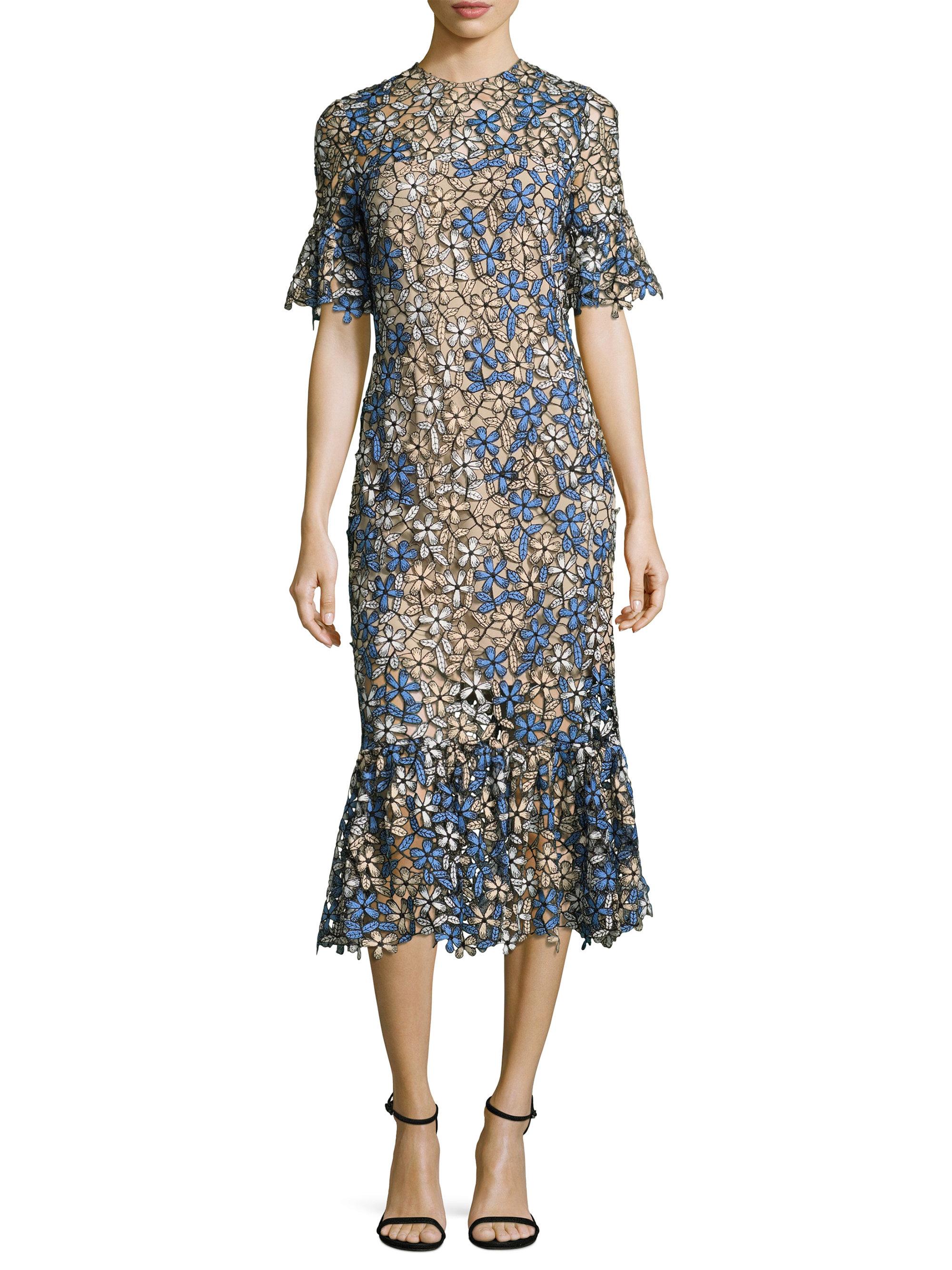 Shoshanna Yuri Floral Lace Dress in French Blue (Blue) - Lyst
