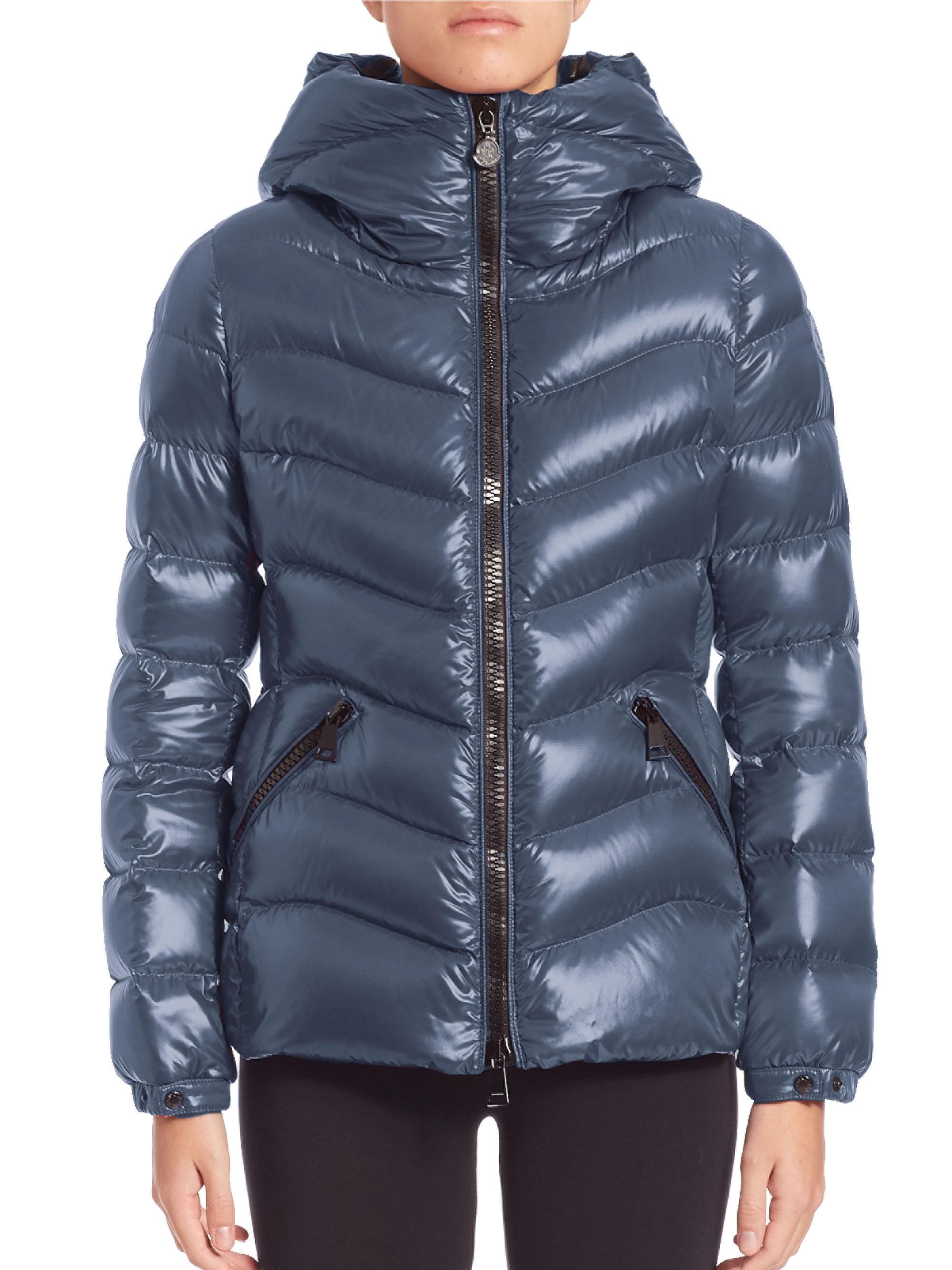 moncler anthia water resistant shiny nylon hooded down puffer jacket