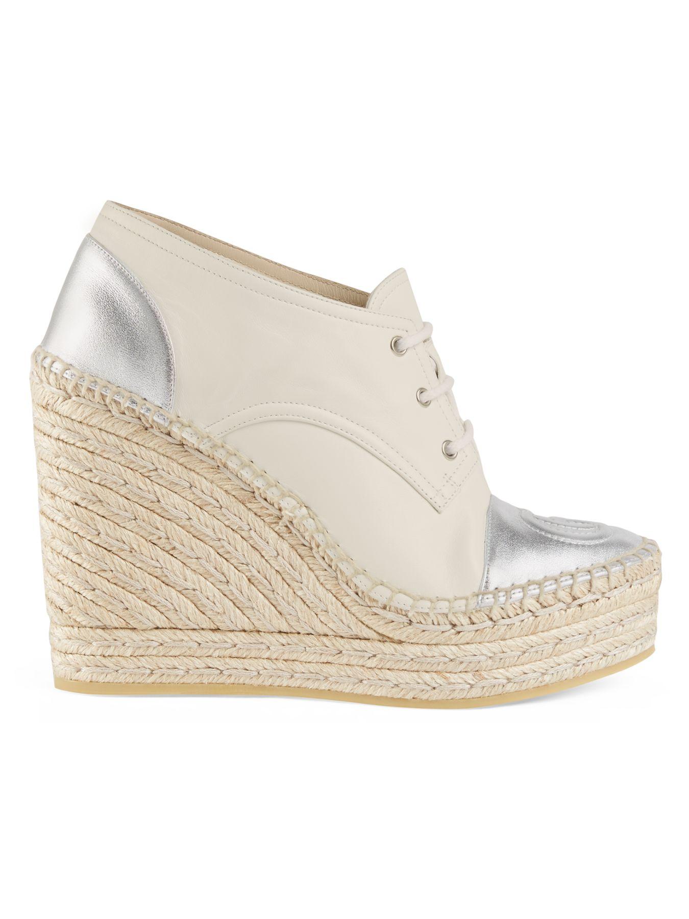 Gucci Pilar Metallic Leather Wedge Platform Espadrilles in Lyst