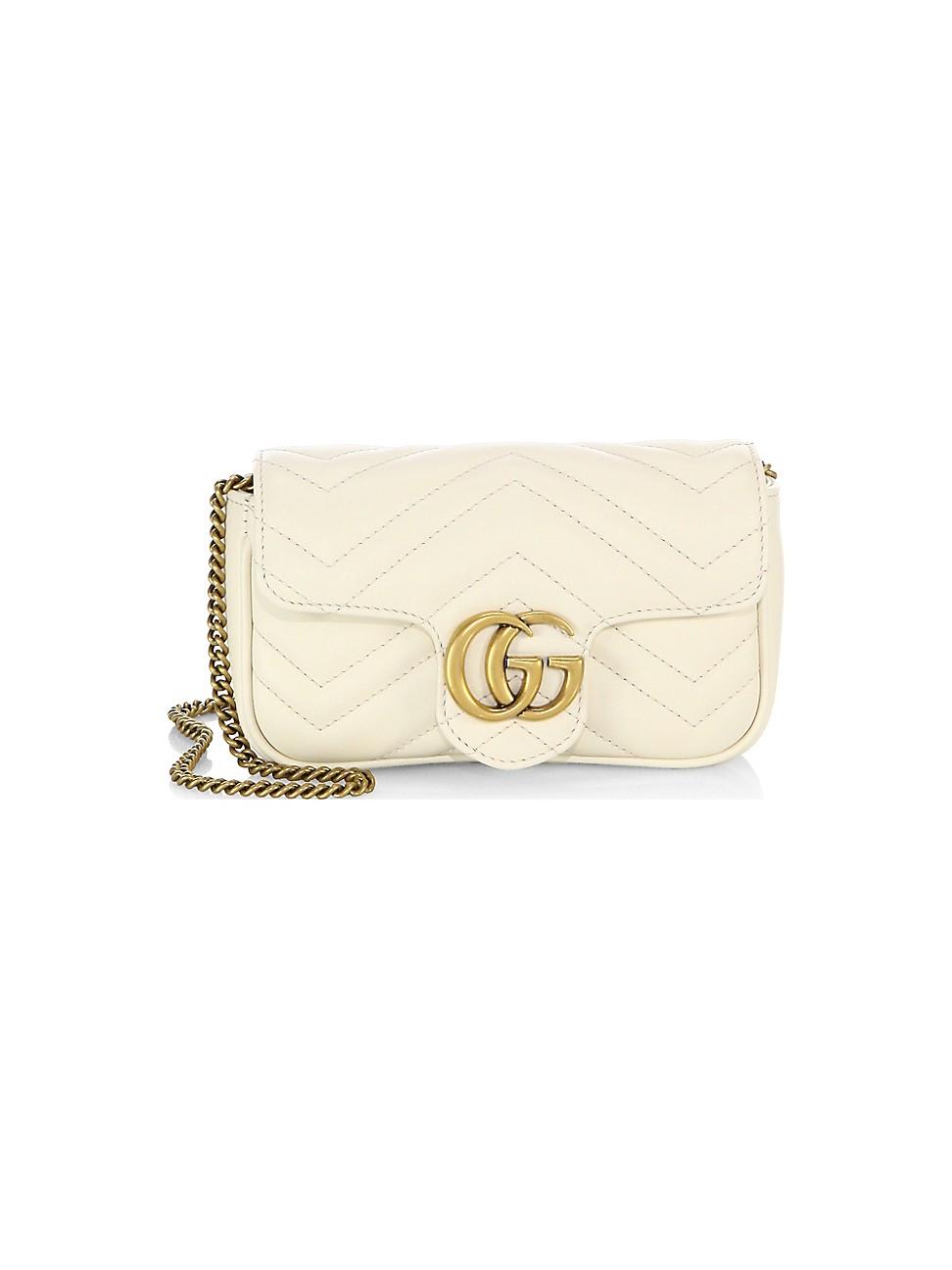 redden globaal Sceptisch Gucci Gg Marmont Matelasse Leather Mini Chain Shoulder Bag in White - Lyst