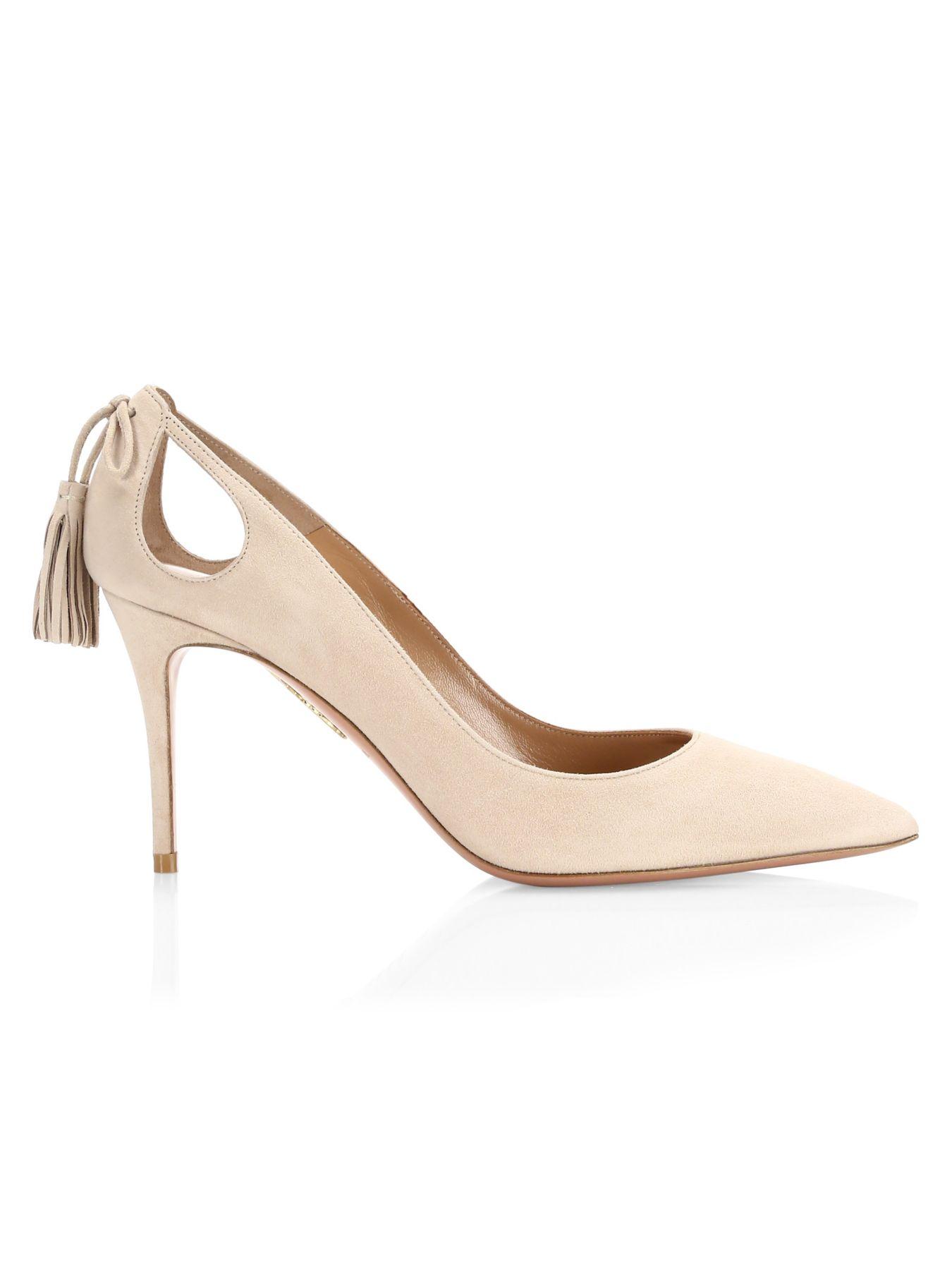 Aquazzura Forever Marilyn Cutout Suede Pumps In Nude Natural Lyst | My ...
