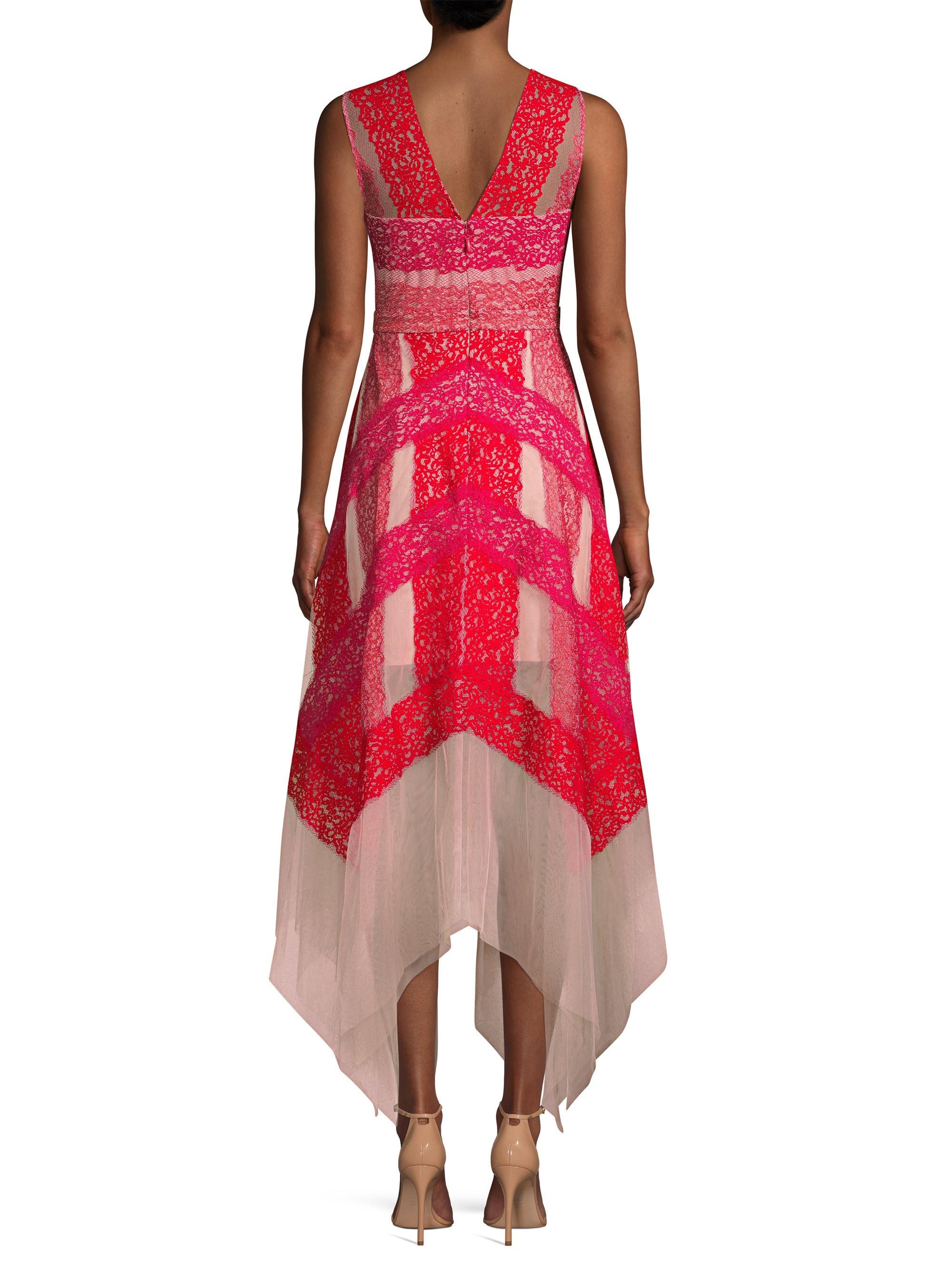 bcbg floral lace handkerchief dress