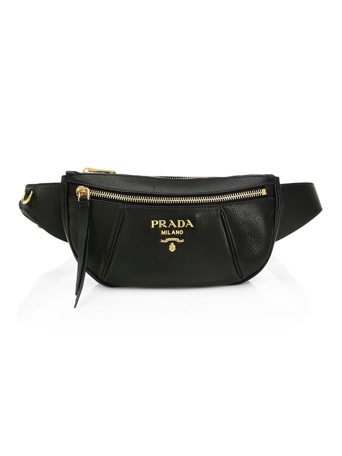 Prada Small Daino Leather Belt Bag in Black - Lyst