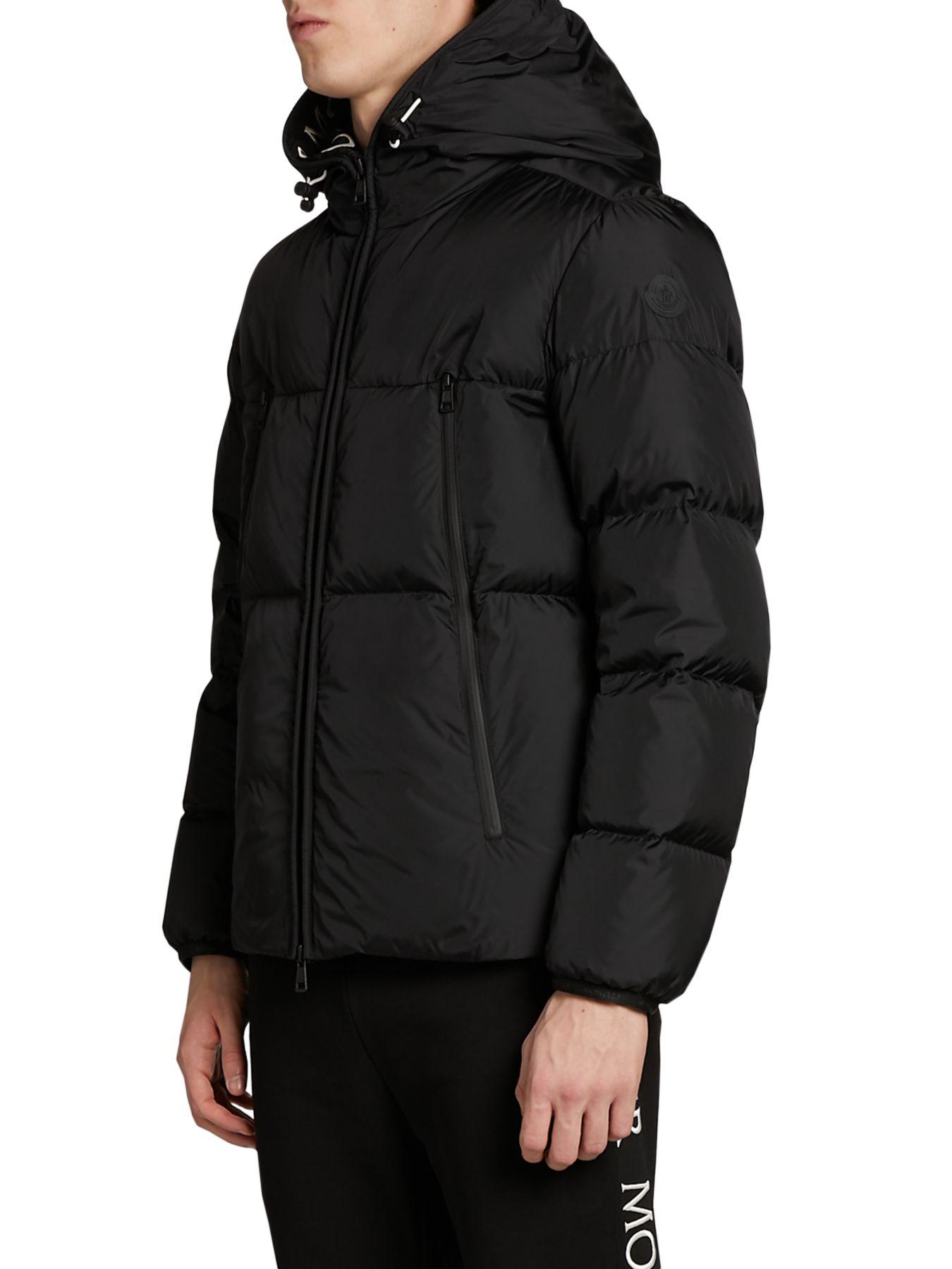 Moncler Synthetic Logo Puffer Jacket in Black for Men - Lyst