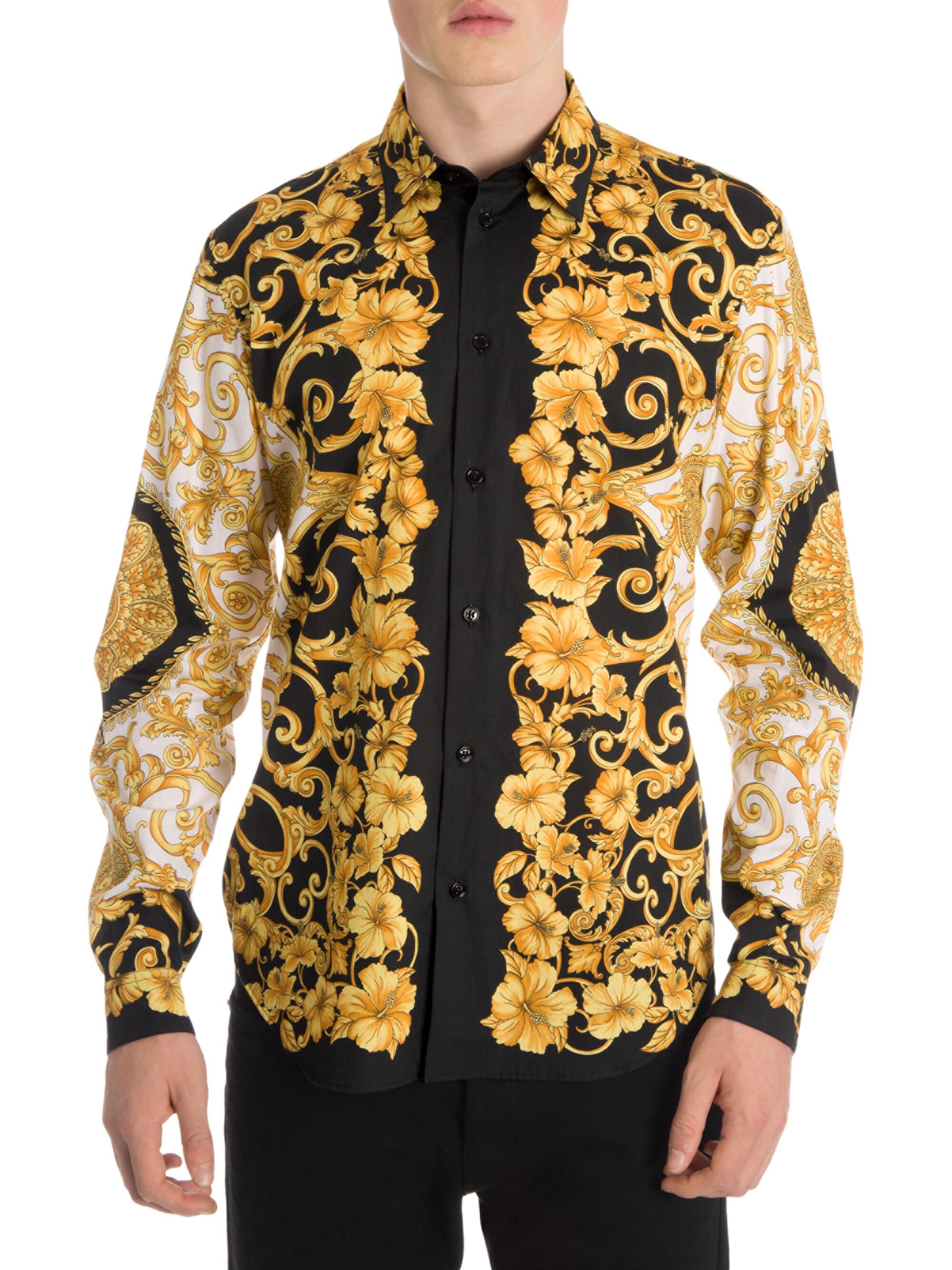 Versace Baroque Hibiscus Silk Shirt for Men - Lyst
