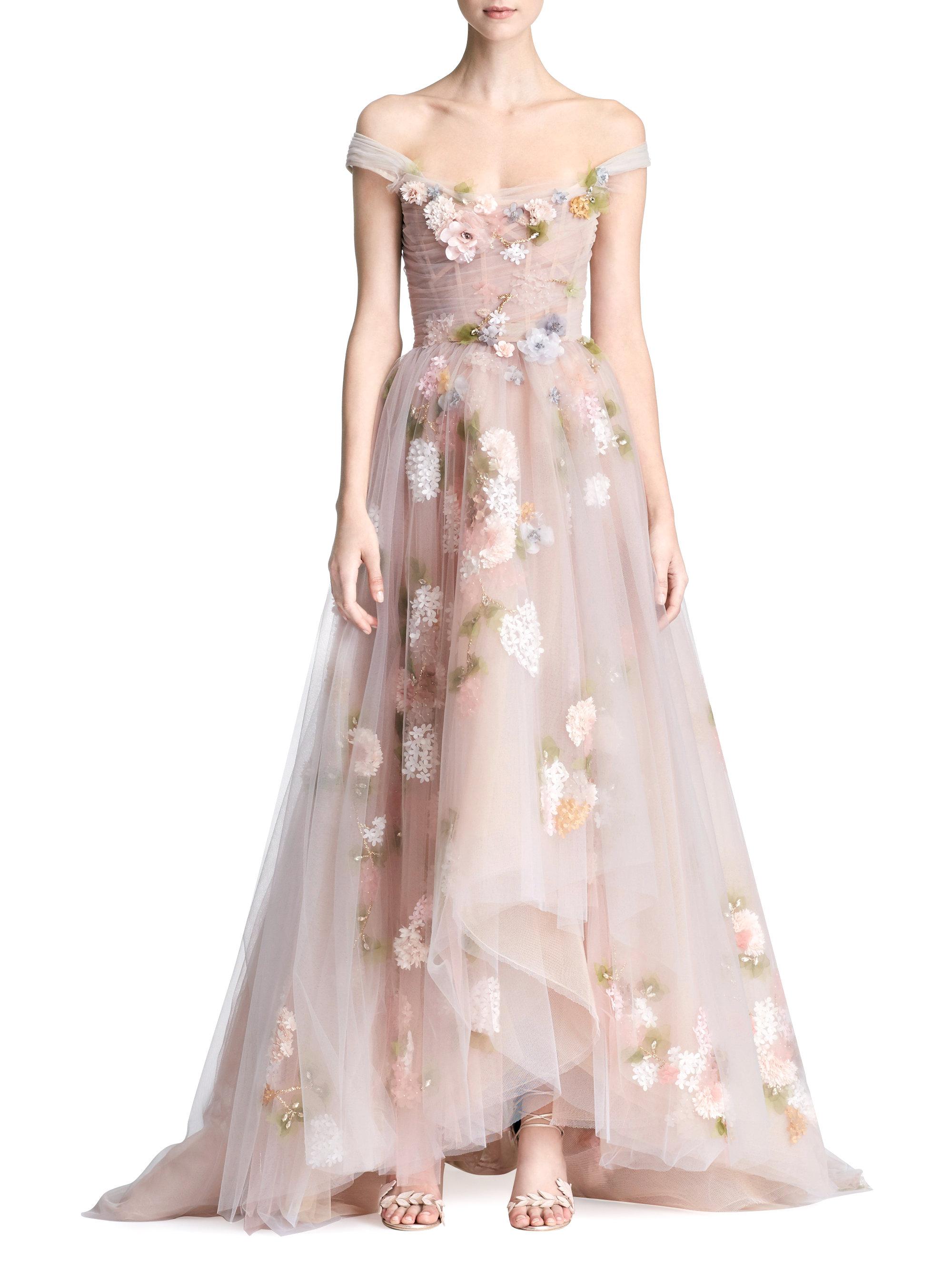 Marchesa Pink Floral Gown