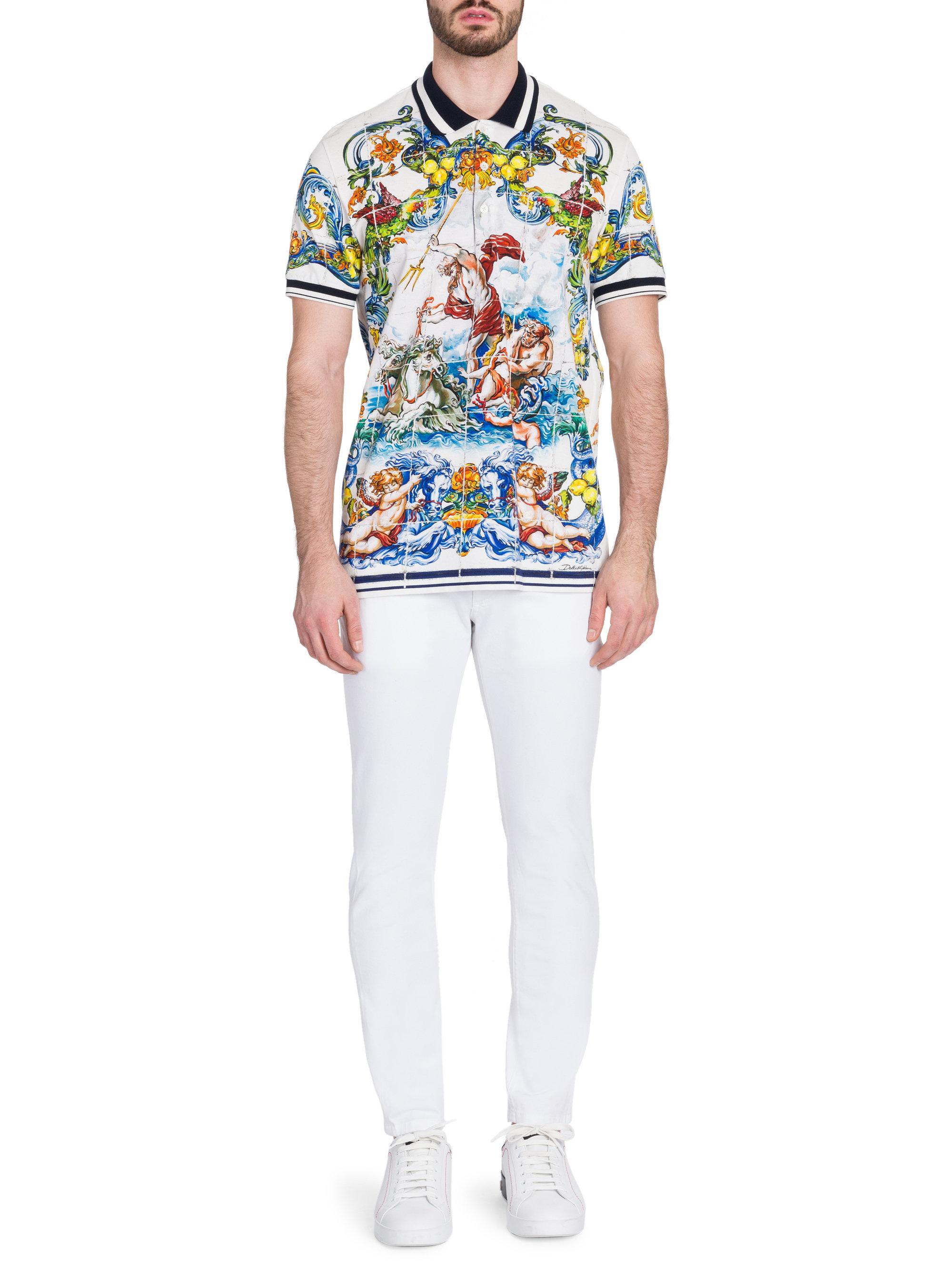 Dolce & Gabbana Majolica Polo in White for Men | Lyst