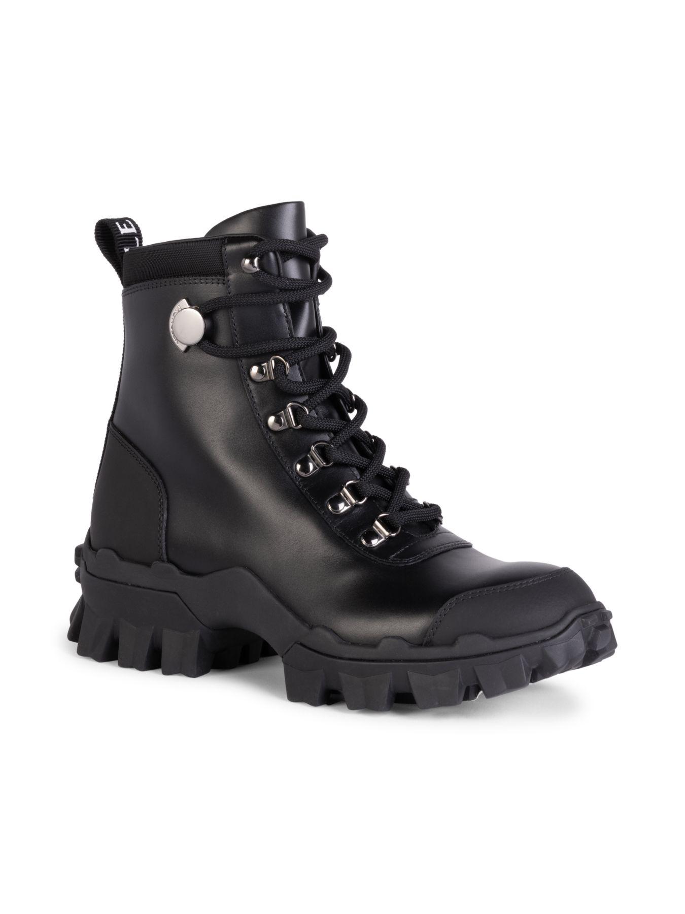Moncler Helis Leather Hiking Boots in Black - Lyst