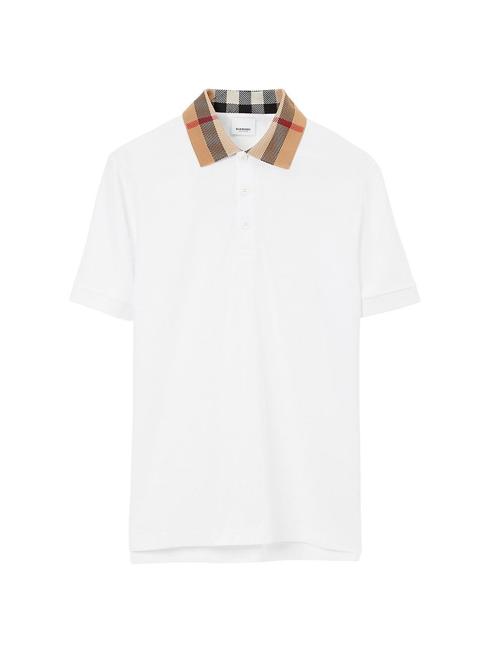 Burberry Cody Check Slim-fit Polo Shirt in White for Men | Lyst