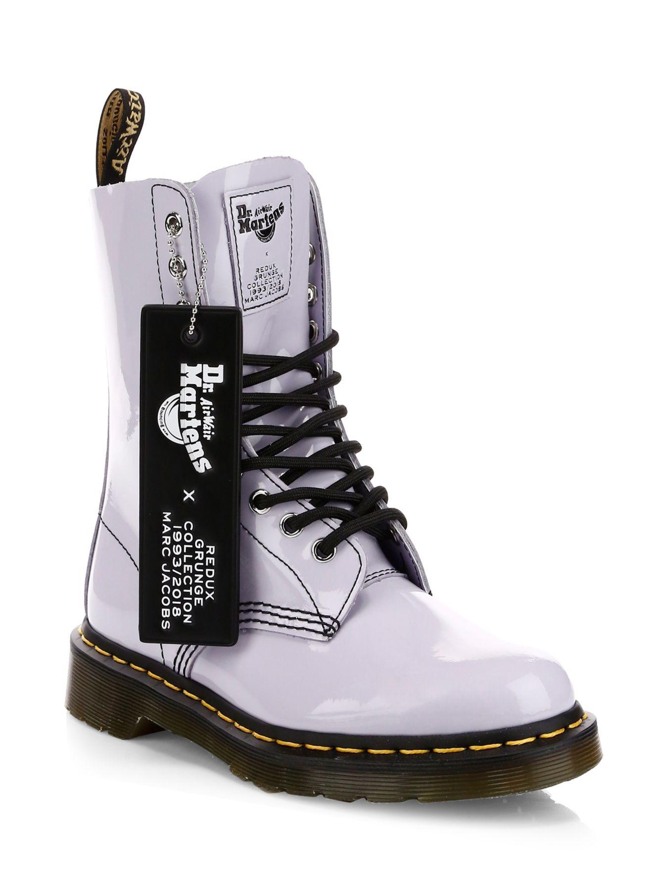 Marc Jacobs Dr. Martens X Patent Leather Combat Boots in Black | Lyst