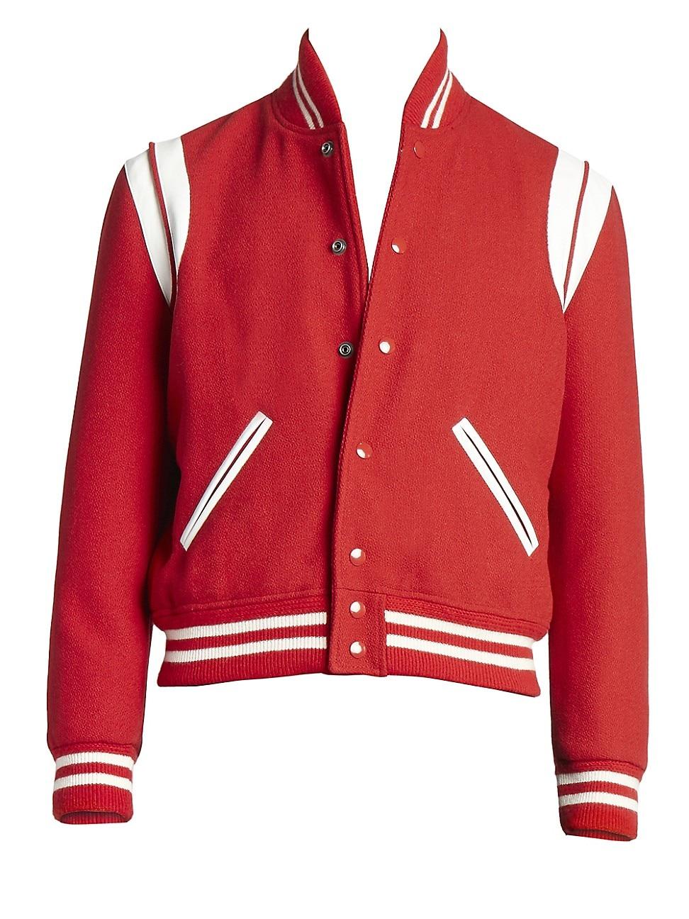 Saint Laurent Wool Teddy Varsity Jacket for Men | Lyst