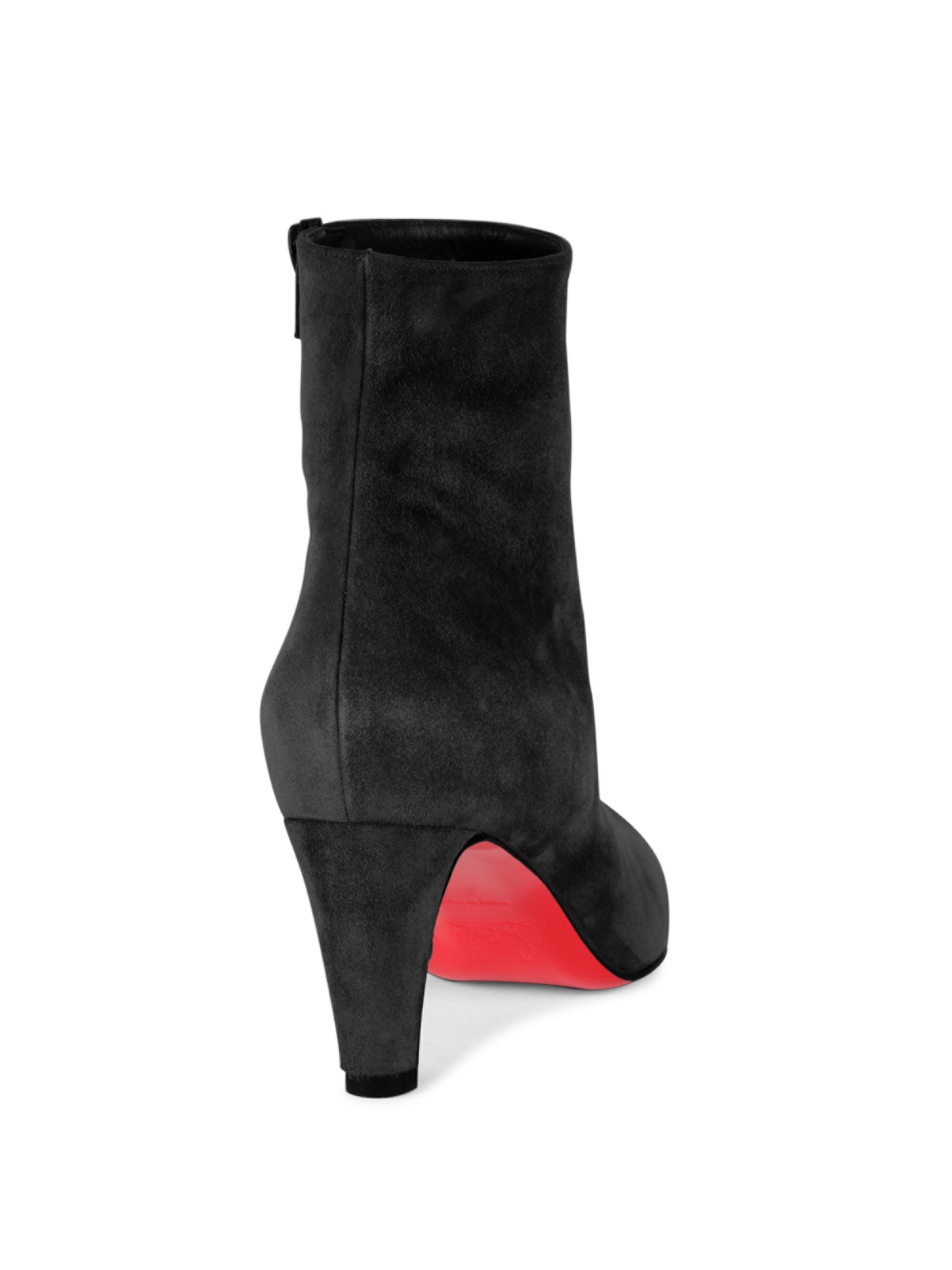 Christian Louboutin Top 70 Suede Booties in Black | Lyst