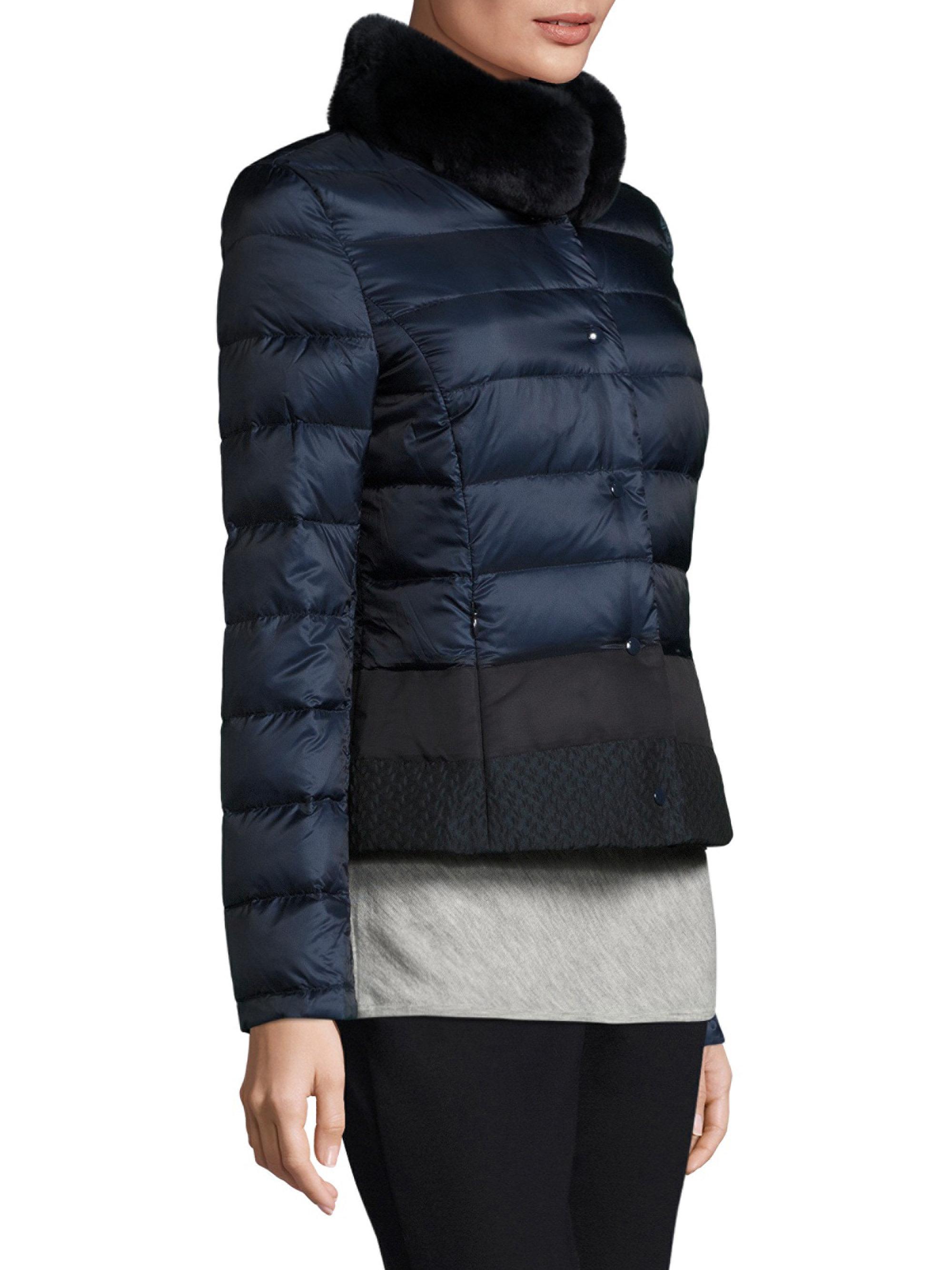 ESCADA Fur Puffer Jacket in Navy (Blue) Lyst