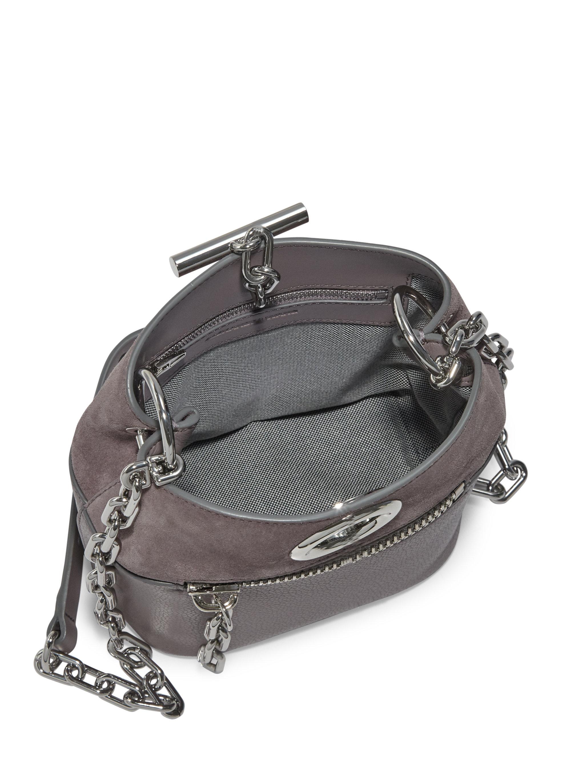 Alexander Wang Riot Leather & Suede Bucket Bag in Grey (Gray) - Lyst