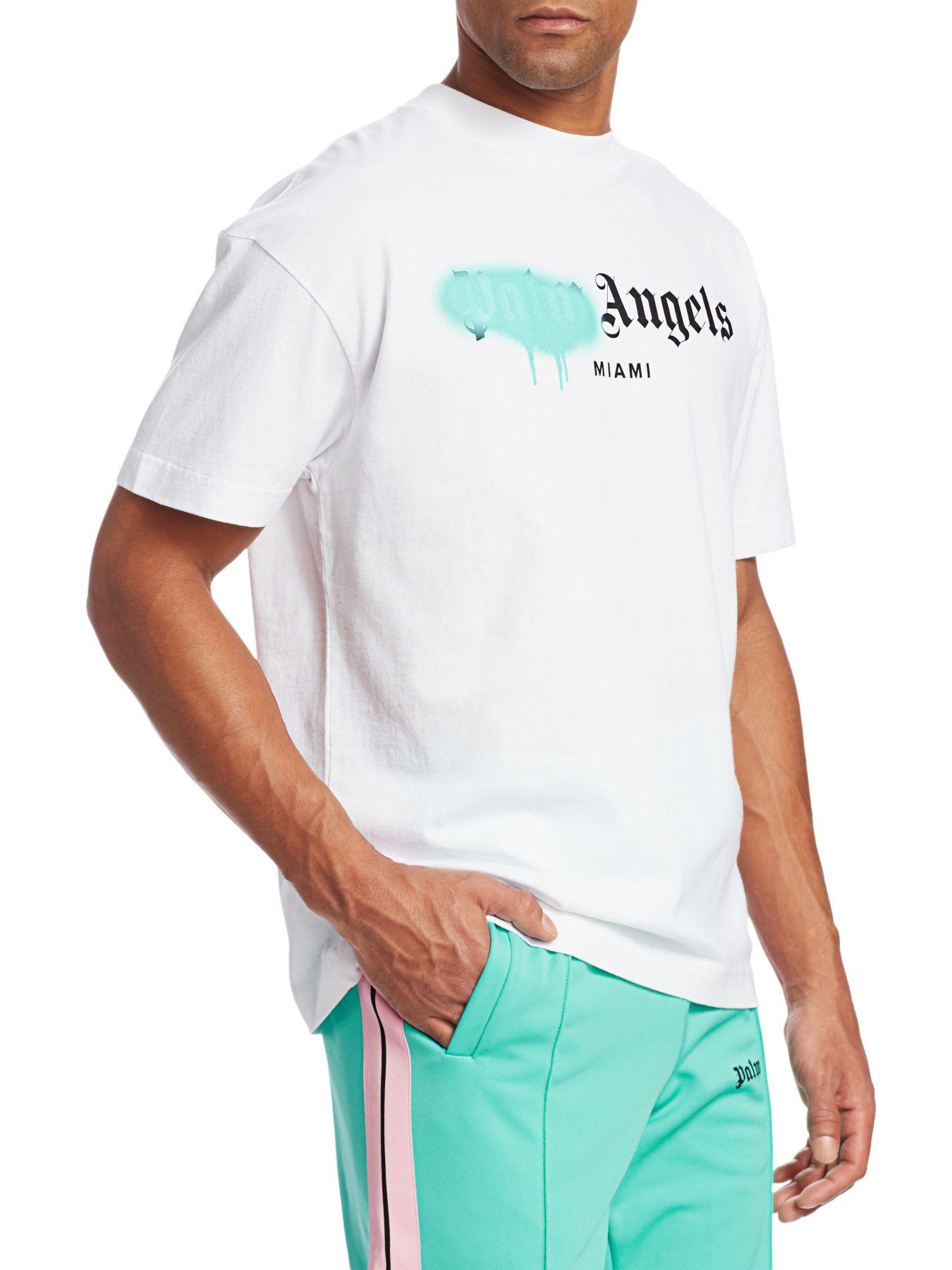 Palm Angels Cotton Capsule Spray Logo Tee in White for Men - Lyst