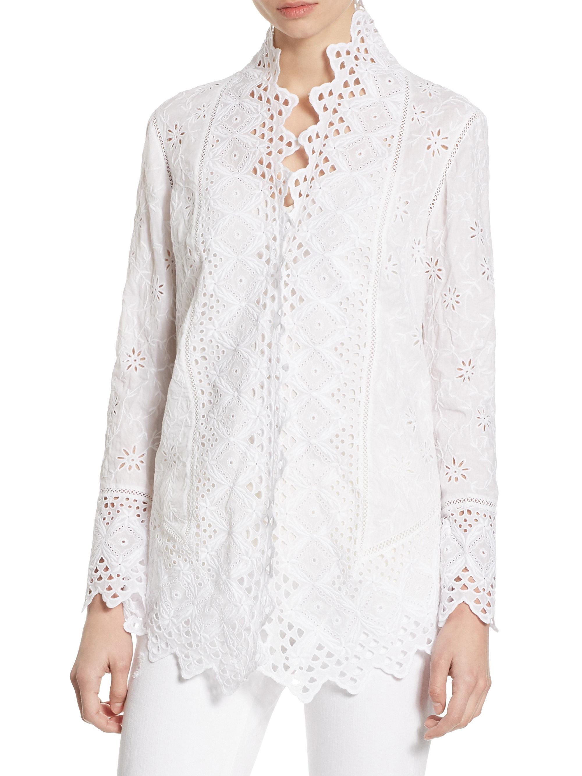 Polo Ralph Lauren Eyelet Embroidered Cotton Jacket in White Lyst