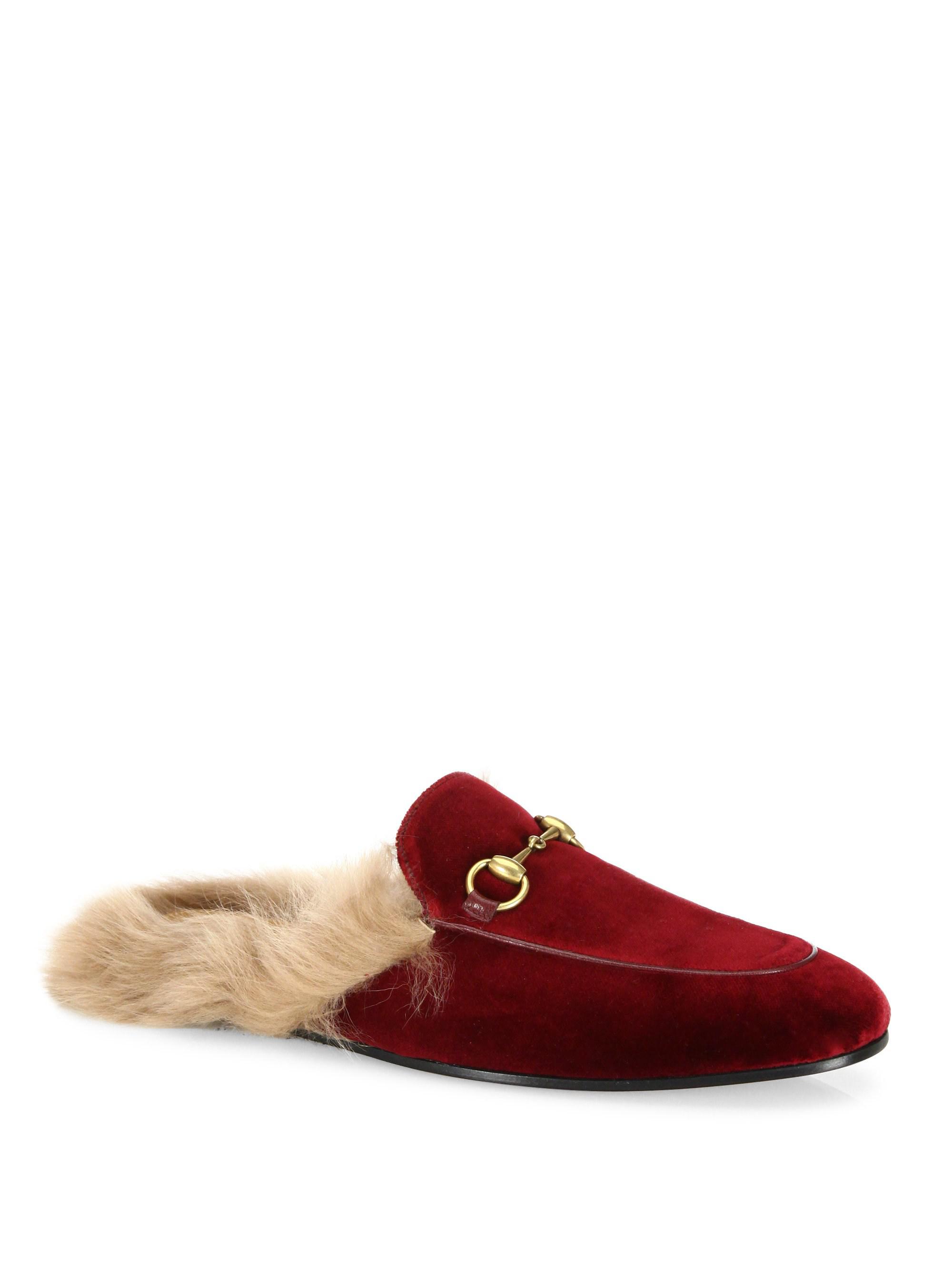 red velvet gucci slippers