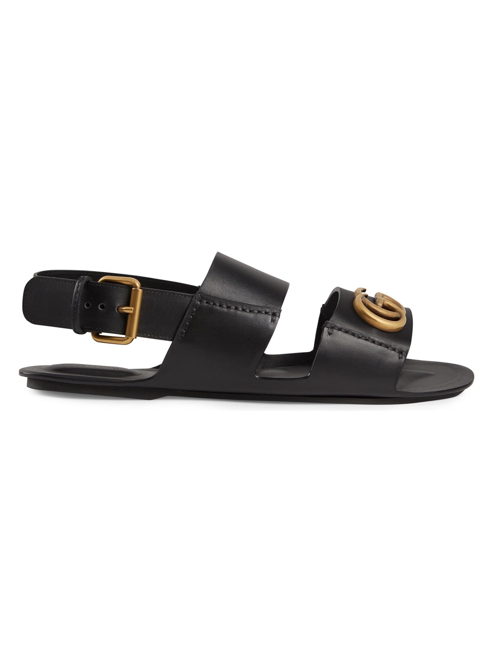 black leather gucci slides