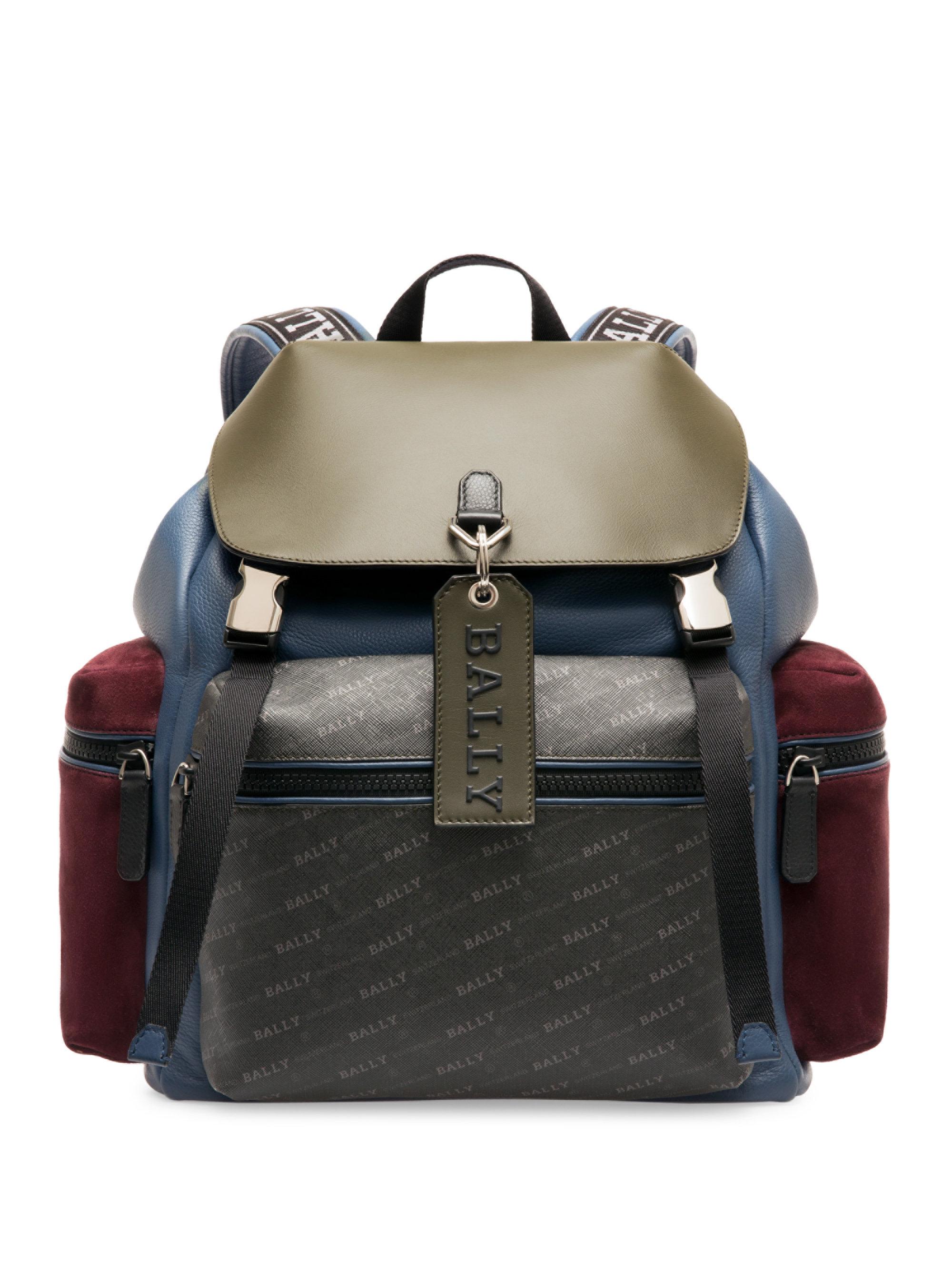 Bally Crew Leather Backpack in Blue for Men | Lyst