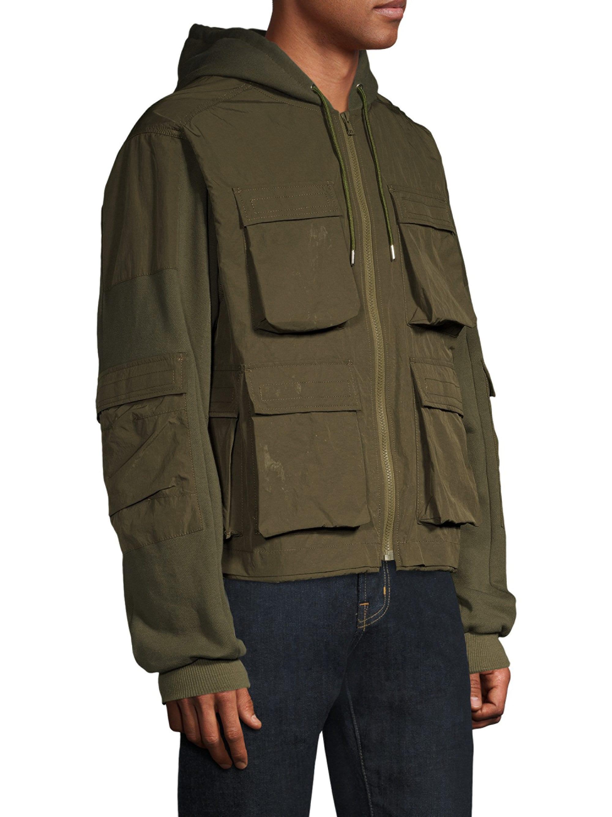 John Elliott Panelled Hooded Jacket in Olive (Green) for Men Lyst