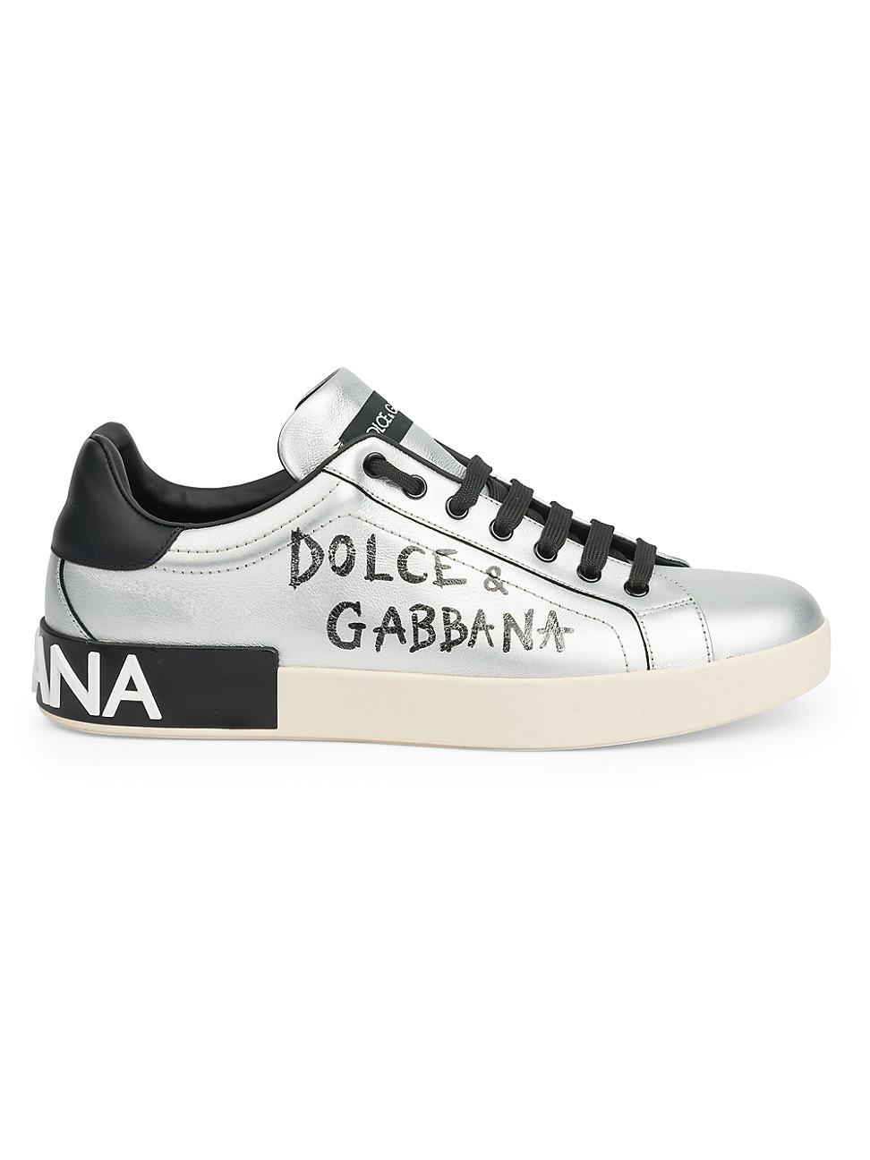 Dolce & Gabbana Metallic Calfskin Nappa Portofino Sneakers for Men | Lyst