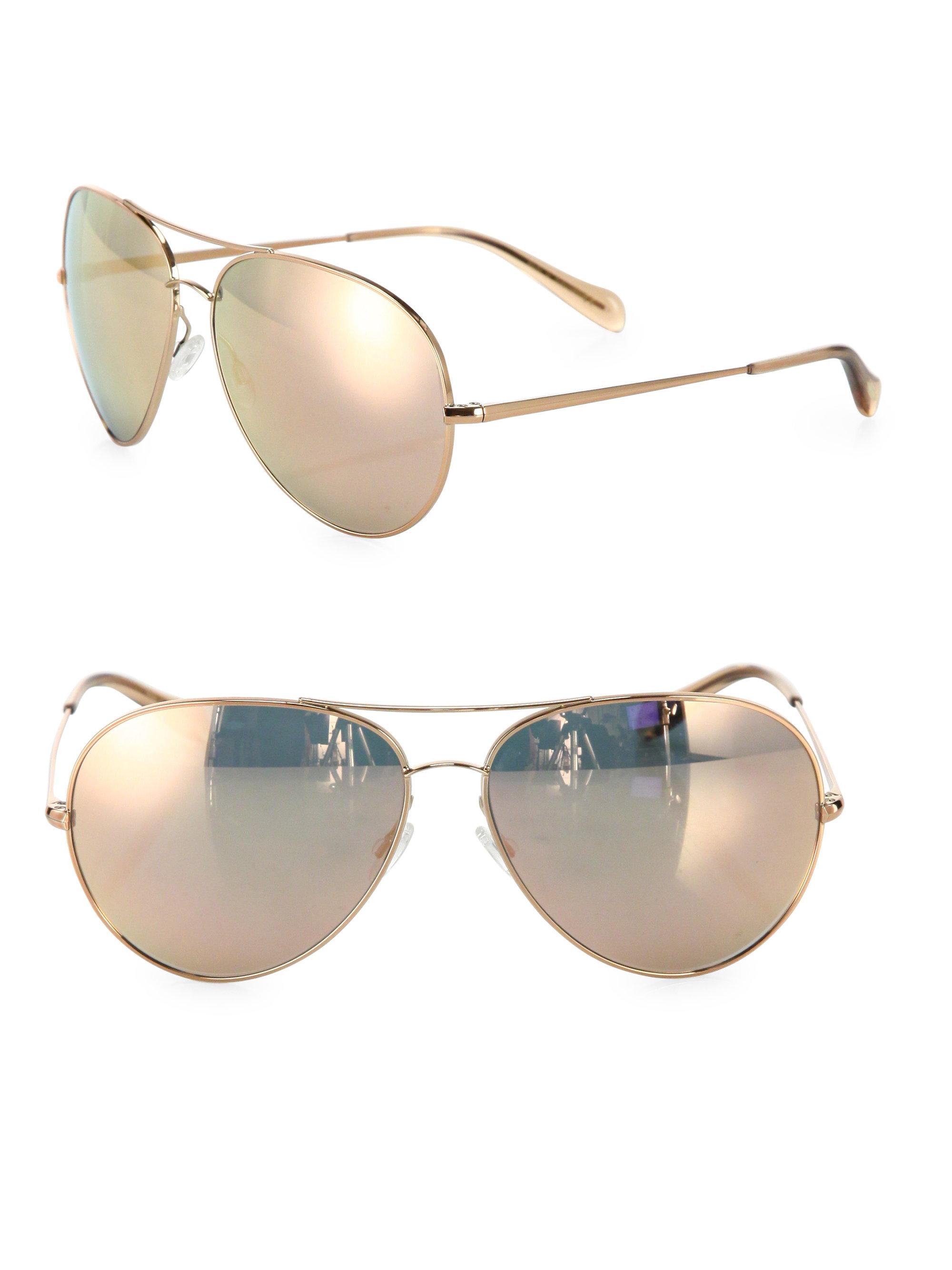 Oliver Peoples Sayer 63mm Mirrored Aviator Sunglasses in Pink | Lyst