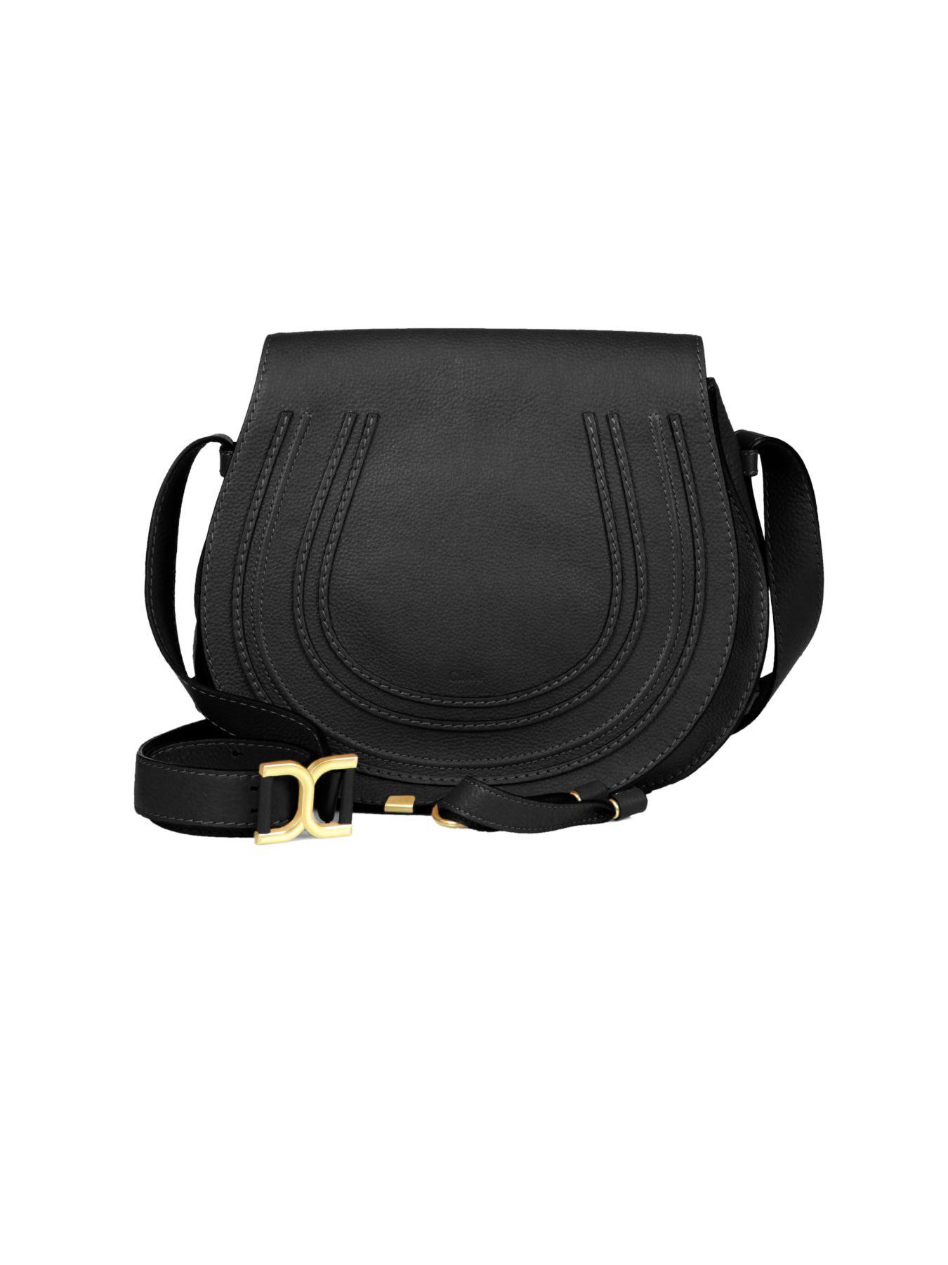 Chloé Marcie Medium Round Crossbody Bag in Black - Lyst