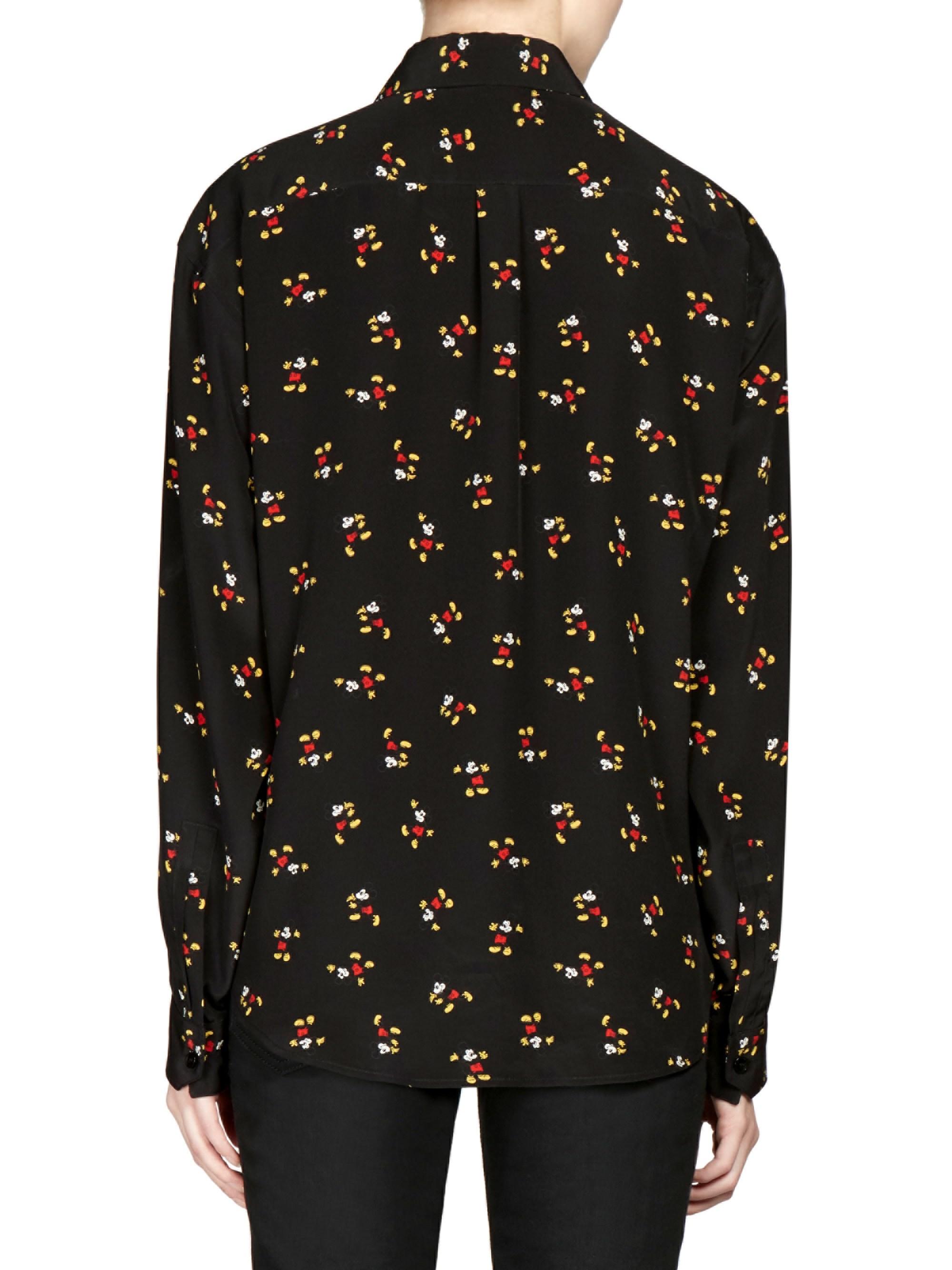 Saint Laurent Mickey Mouse Print Shirt in Black | Lyst