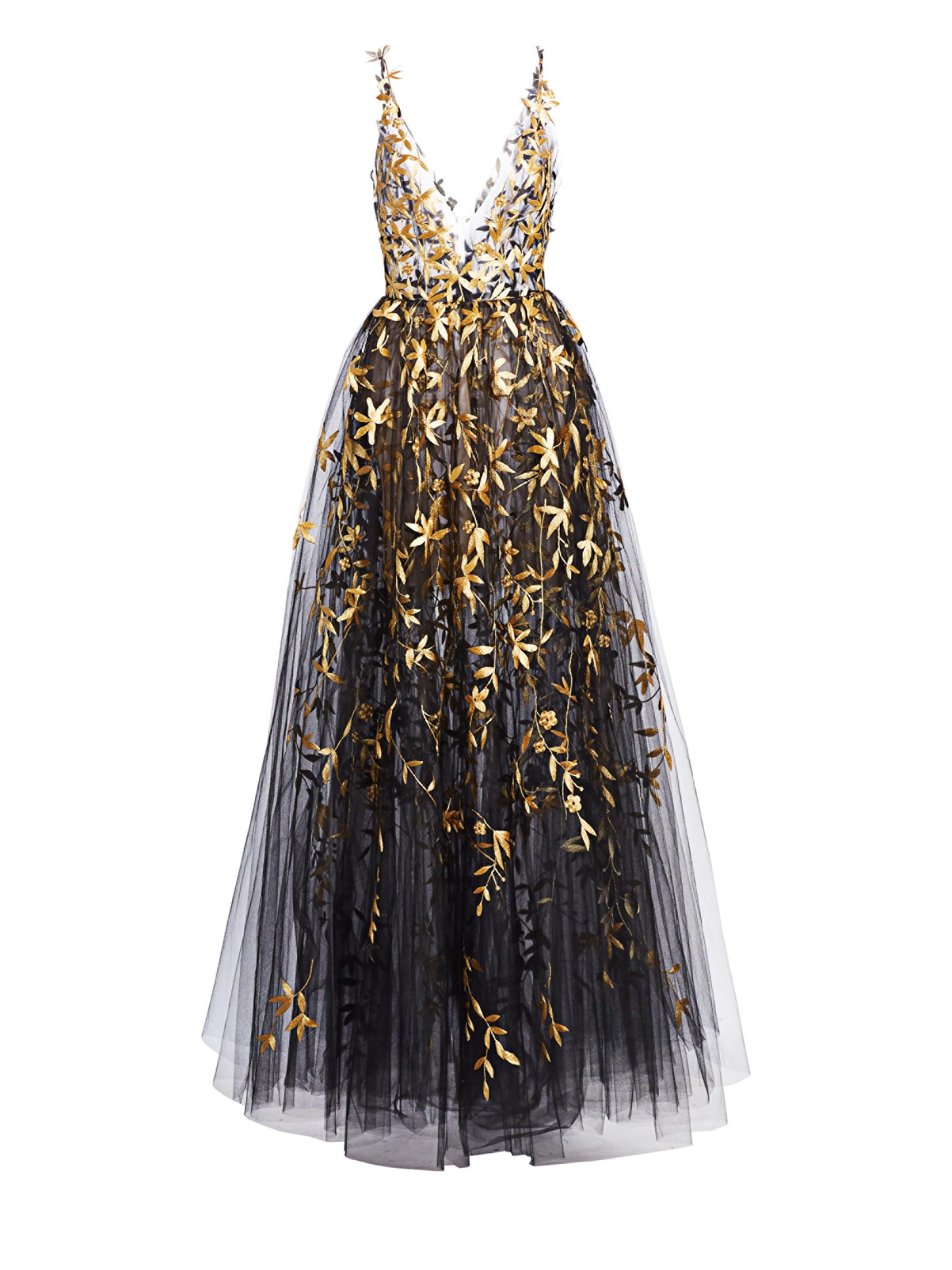 Tulle Gown in Black Gold 