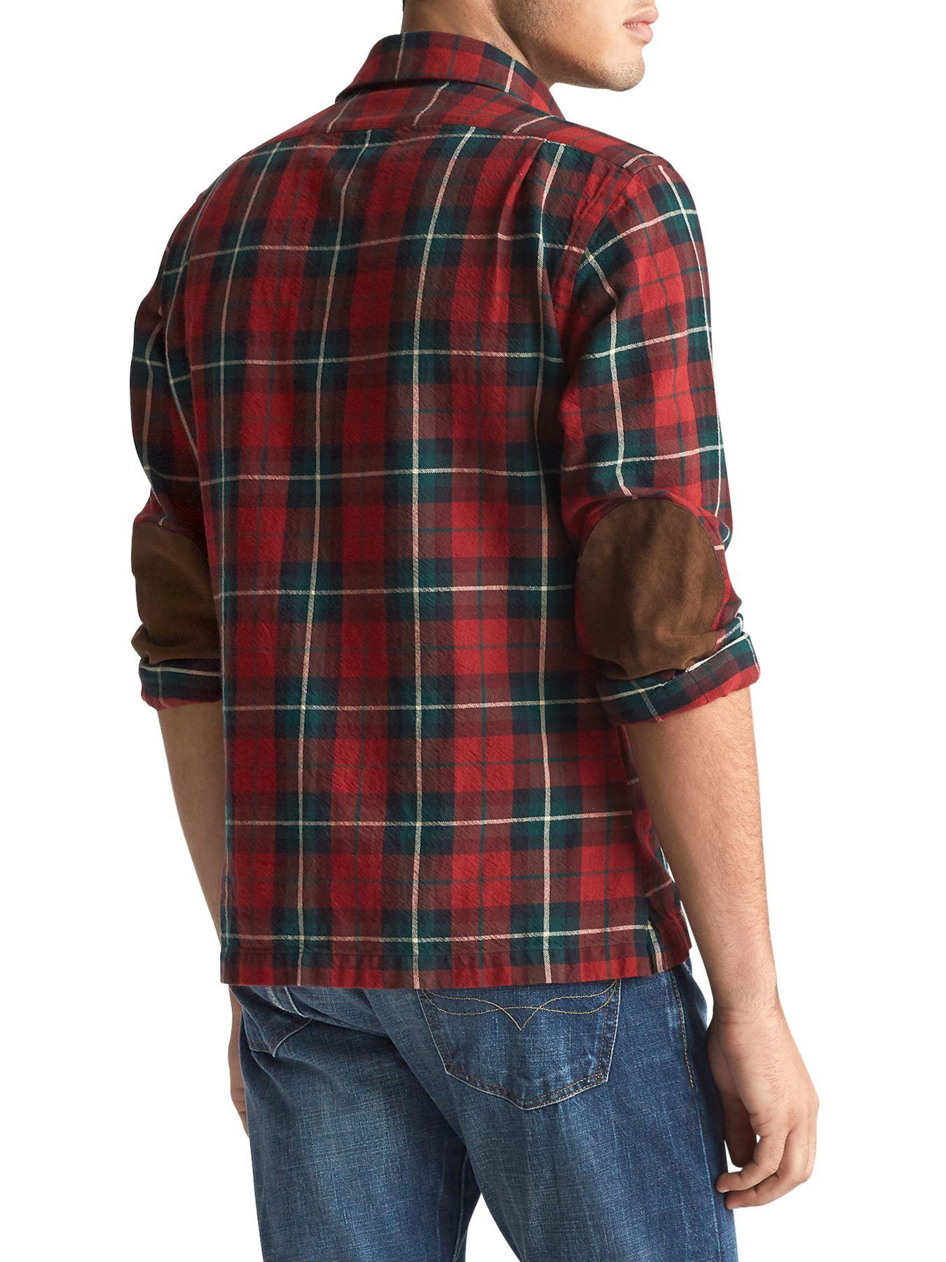fluctueren Logisch Zwerver Polo Ralph Lauren Plaid Suede Elbow-patch Shirt in Red for Men | Lyst