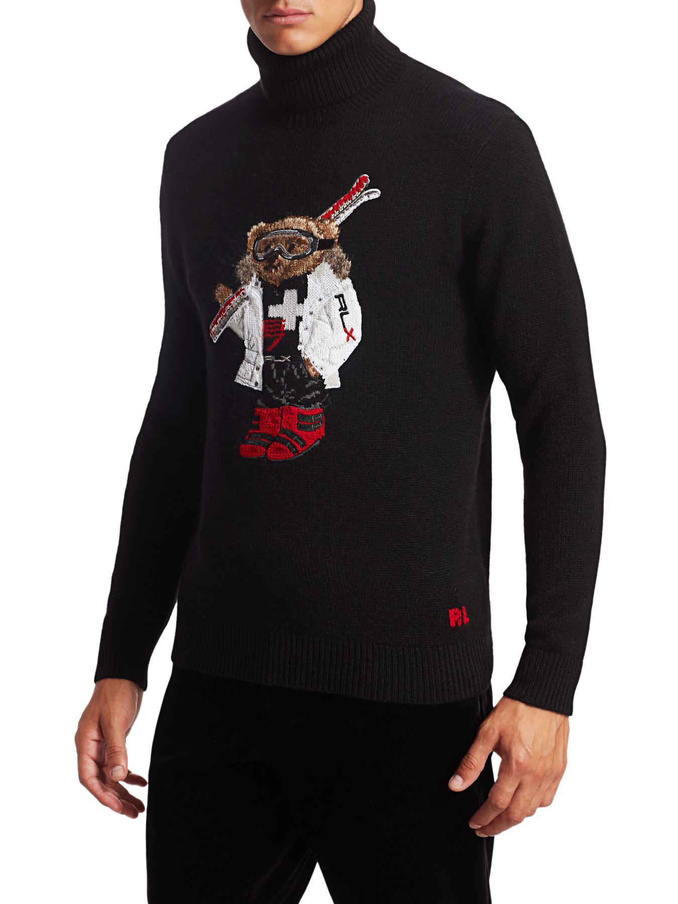 Ralph Lauren Purple Label Polo Bear Turtleneck Sweater in Black for Men |  Lyst