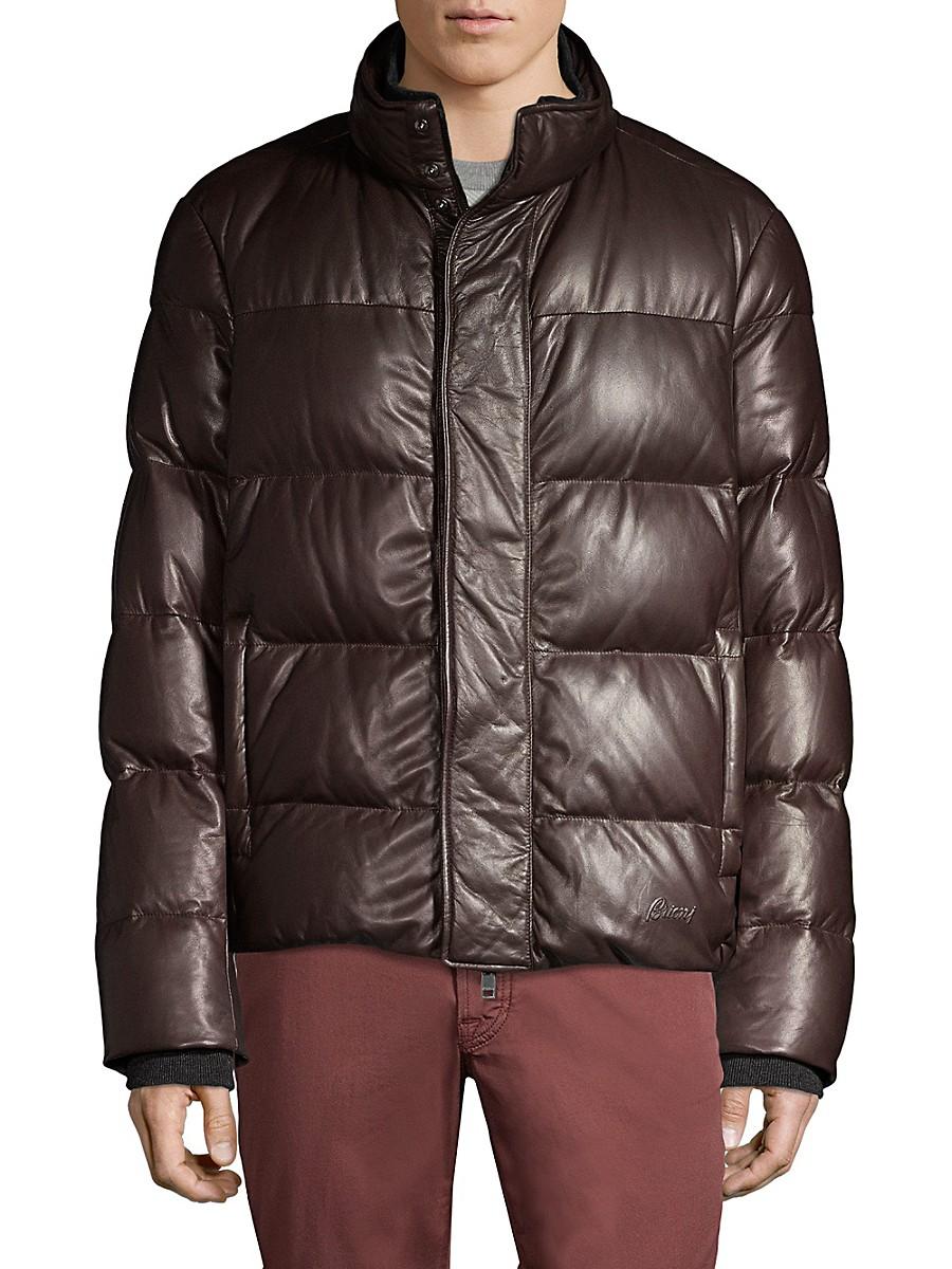 leather goose down jacket