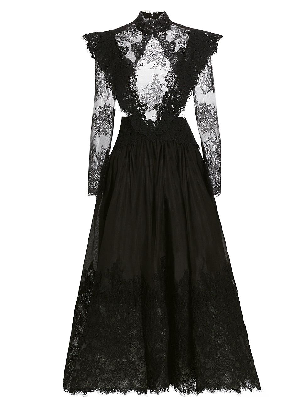 Zimmermann Sensory Lace Yoke Gown in Black | Lyst