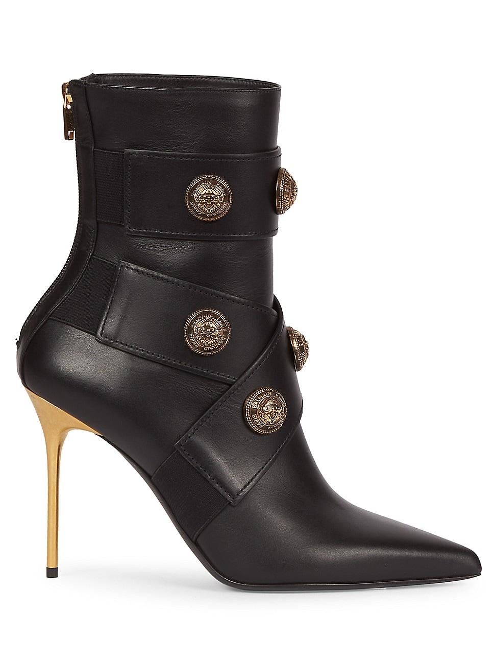Balmain Alma Leather Ankle Boots in Black | Lyst