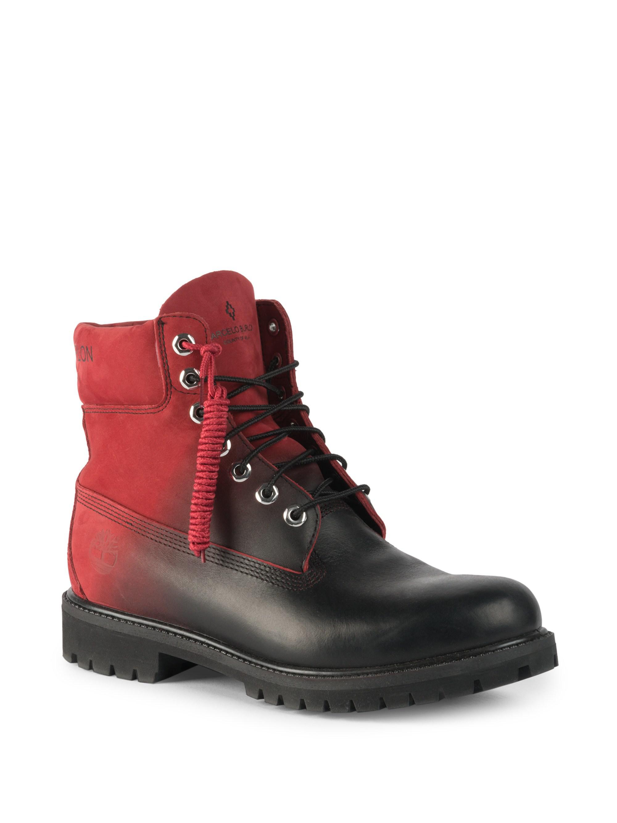 Marcelo Burlon Leather Timberland Boot in Black / Red (Red) for Men - Lyst