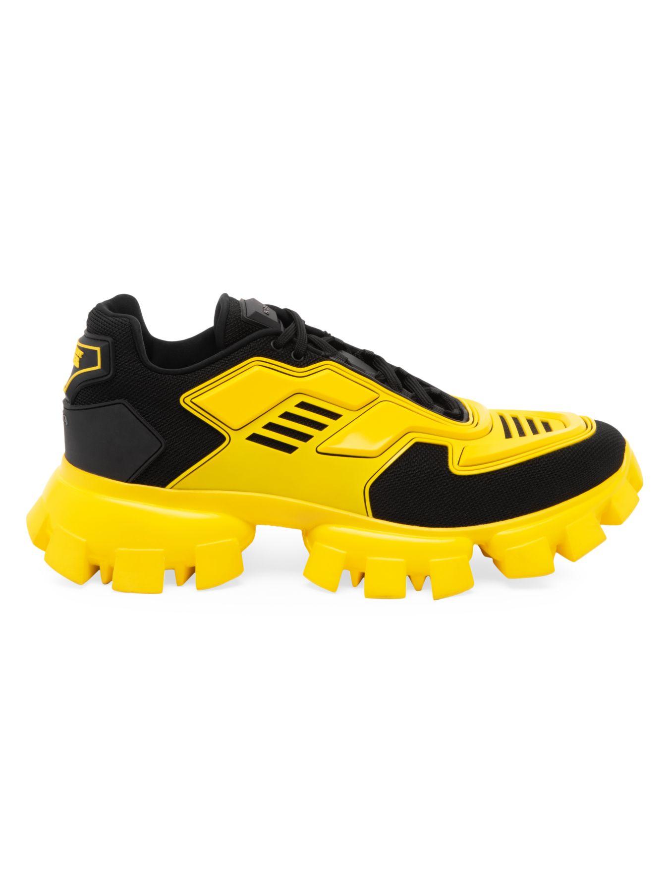 Prada Rubber Cloudbust Thunder Sneakers In Black Yellow Yellow